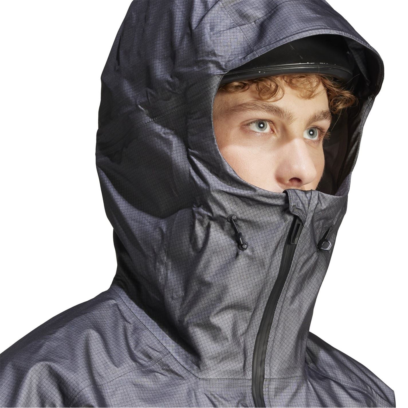 adidas Gore Act Hooded Neck Full Zipper Geometric Patterned Rain Jacket
