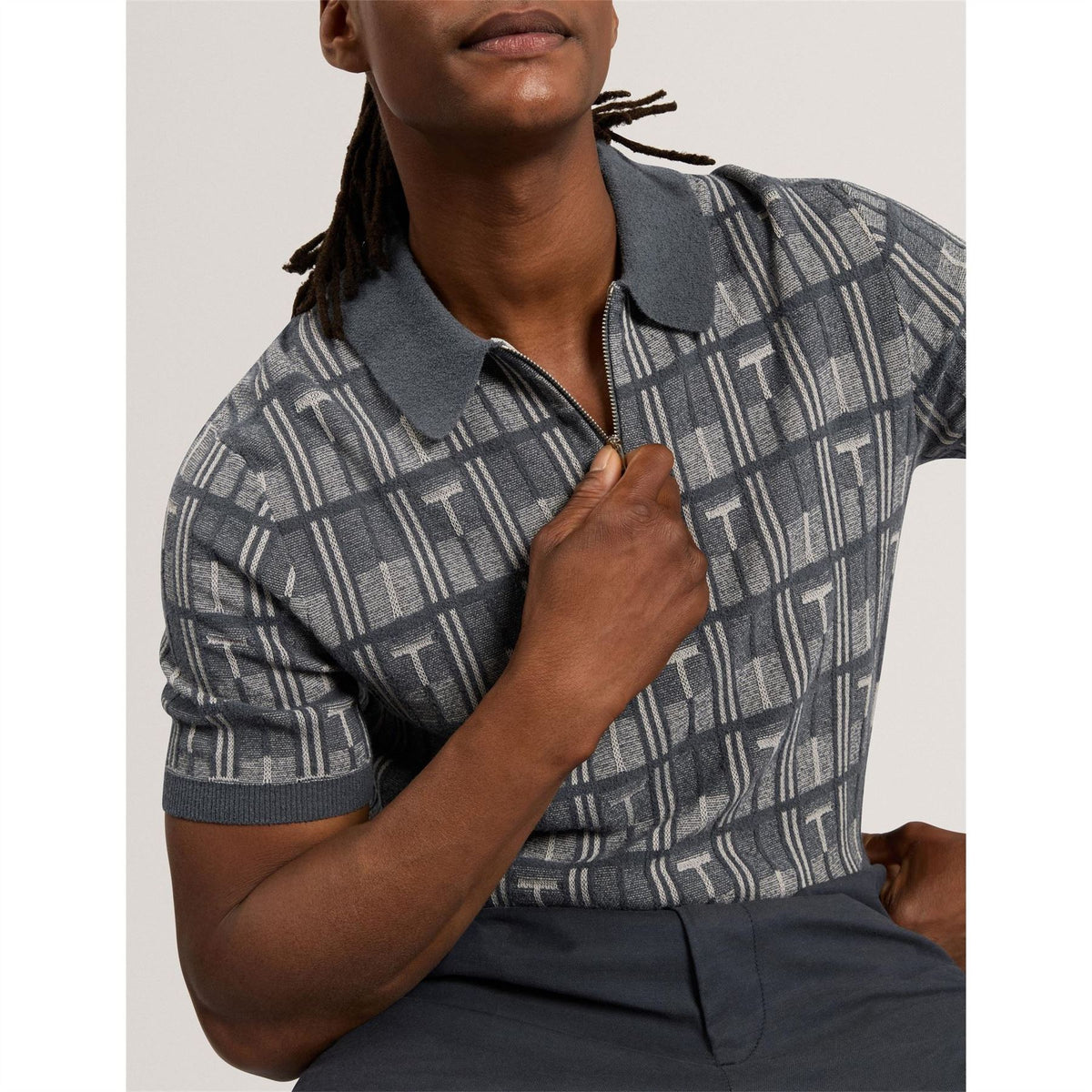Ted Baker Cotton Zip Neck Short Sleeve Polo