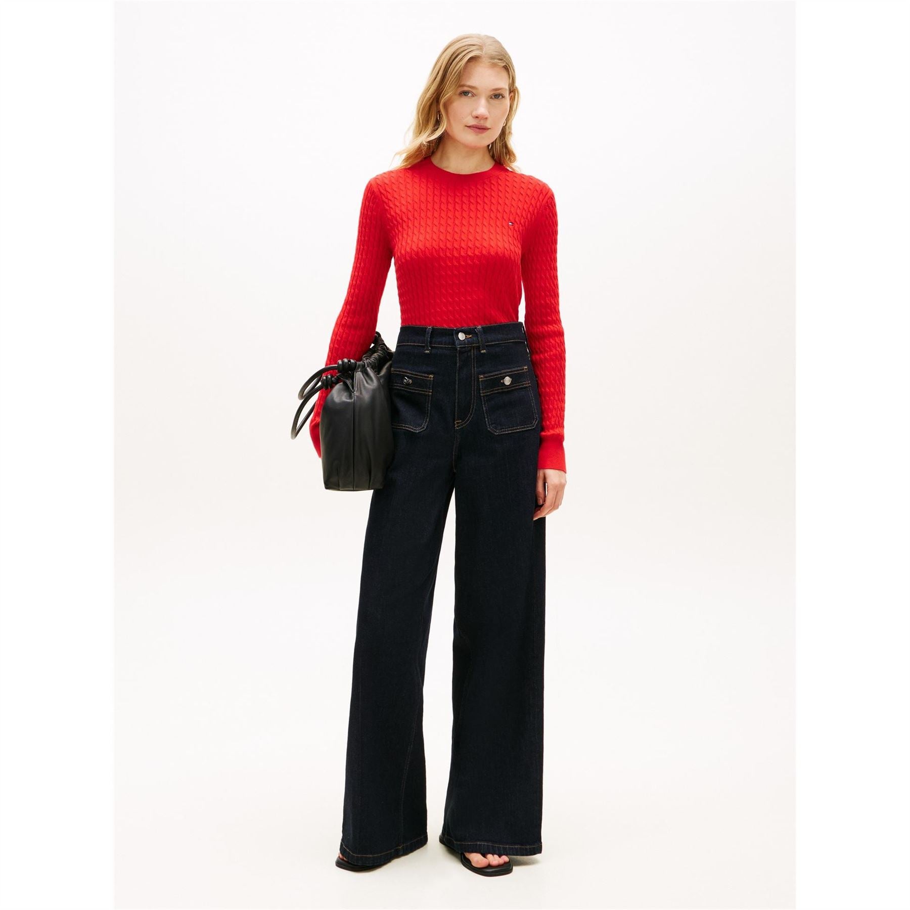 Tommy Hilfiger Cable Detail Crew Neck Long Sleeve Sweater