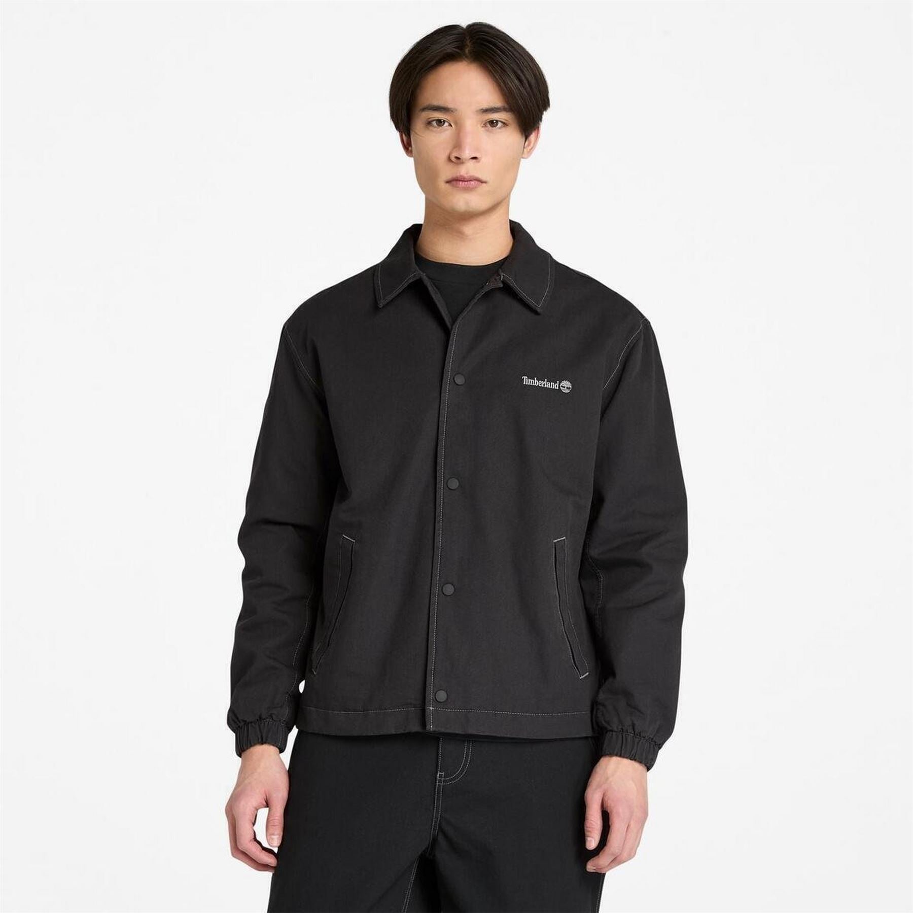 Timberland Coach Solid Patterned Snap Button Slant Pocket Overshirt