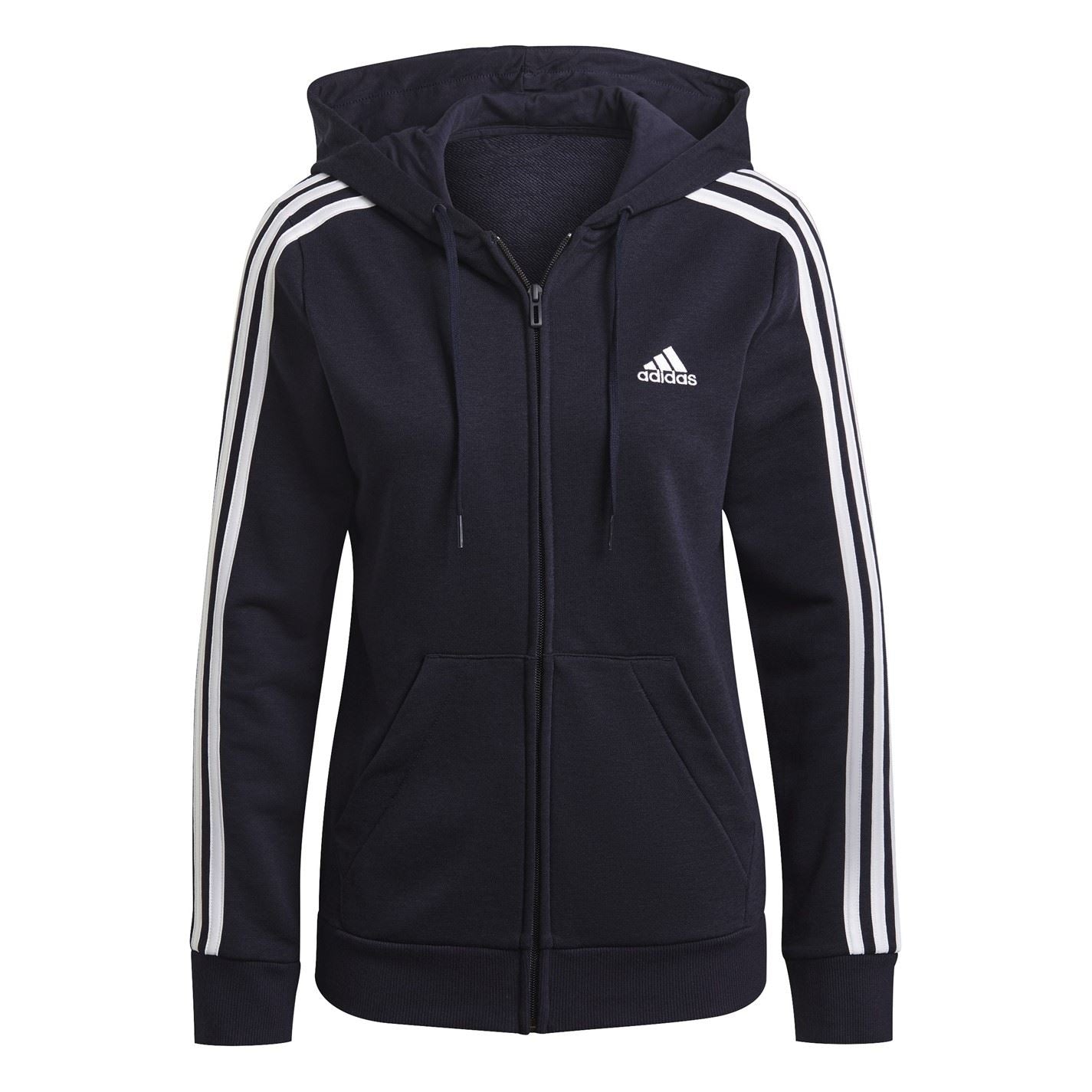 adidas Womens Essentials 3 Stripe Zip Track Hoodie
