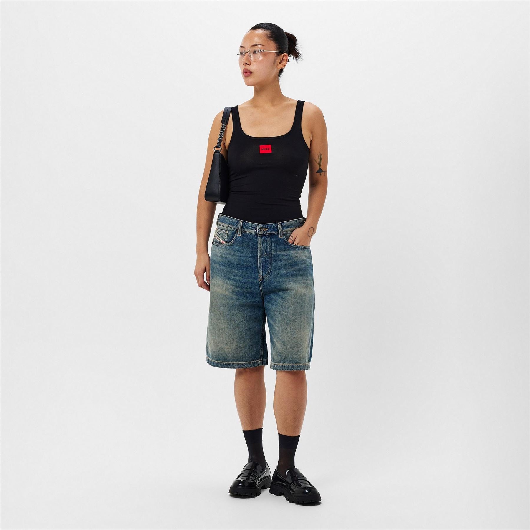 Boss Square Neck Sleeveless Spaghetti Strap Tank