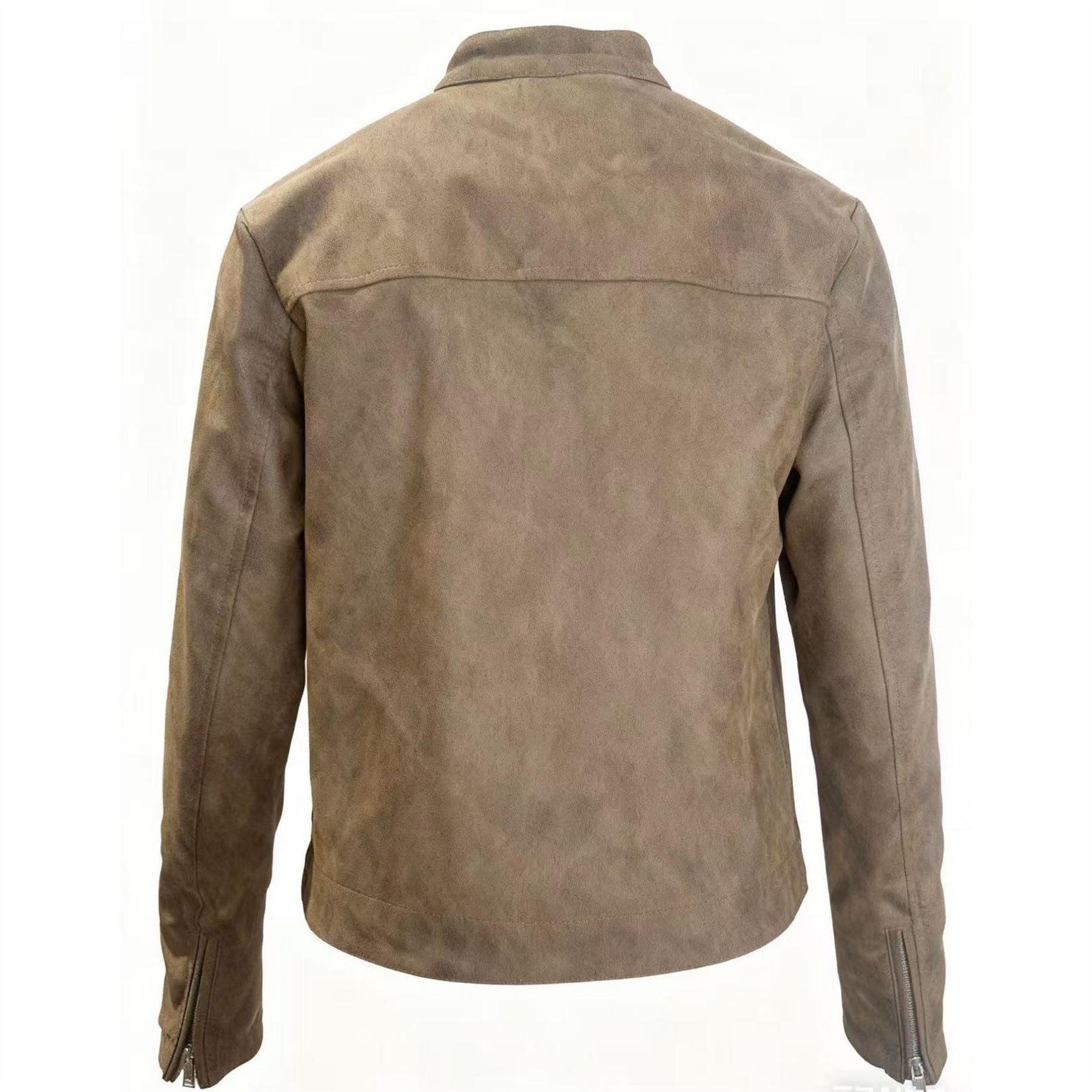 Kangol Racer Faux Leather Long Sleeve Funnel Neck Jacket