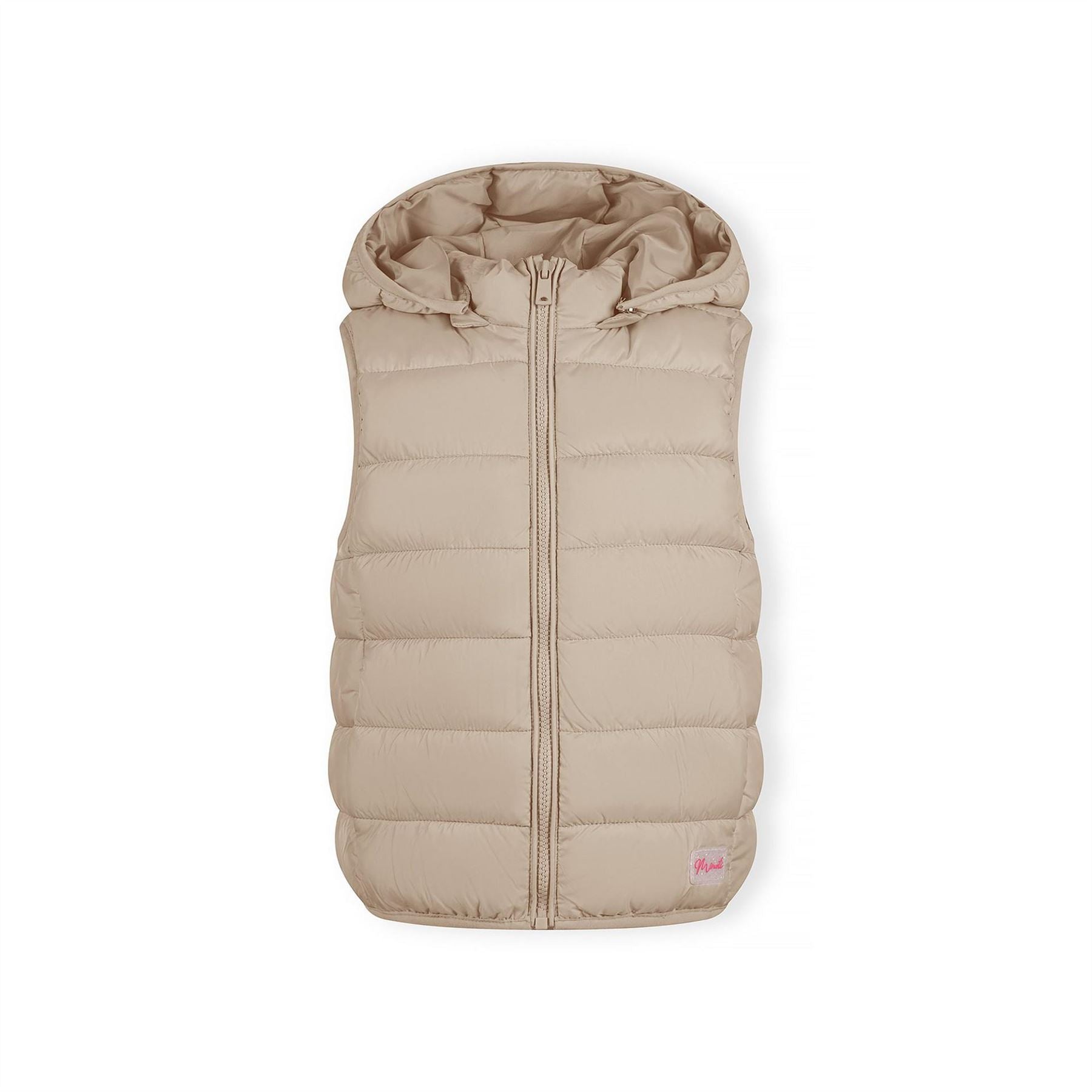 Minoti Girls Quilted Gilet Removable Hood Beige
