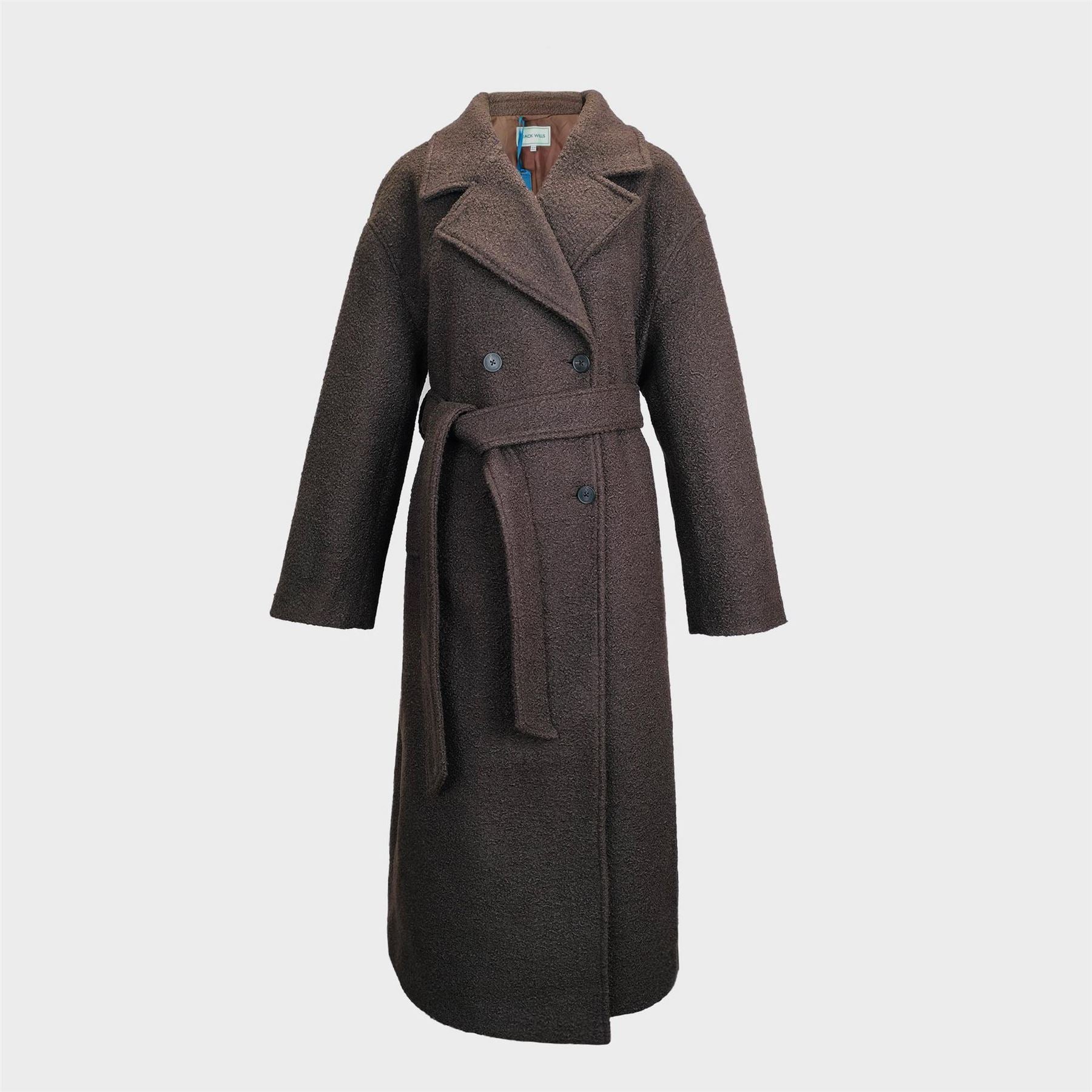 Jack Wills Duster Calf Length Long Sleeve Lapel Collar Button Overcoat