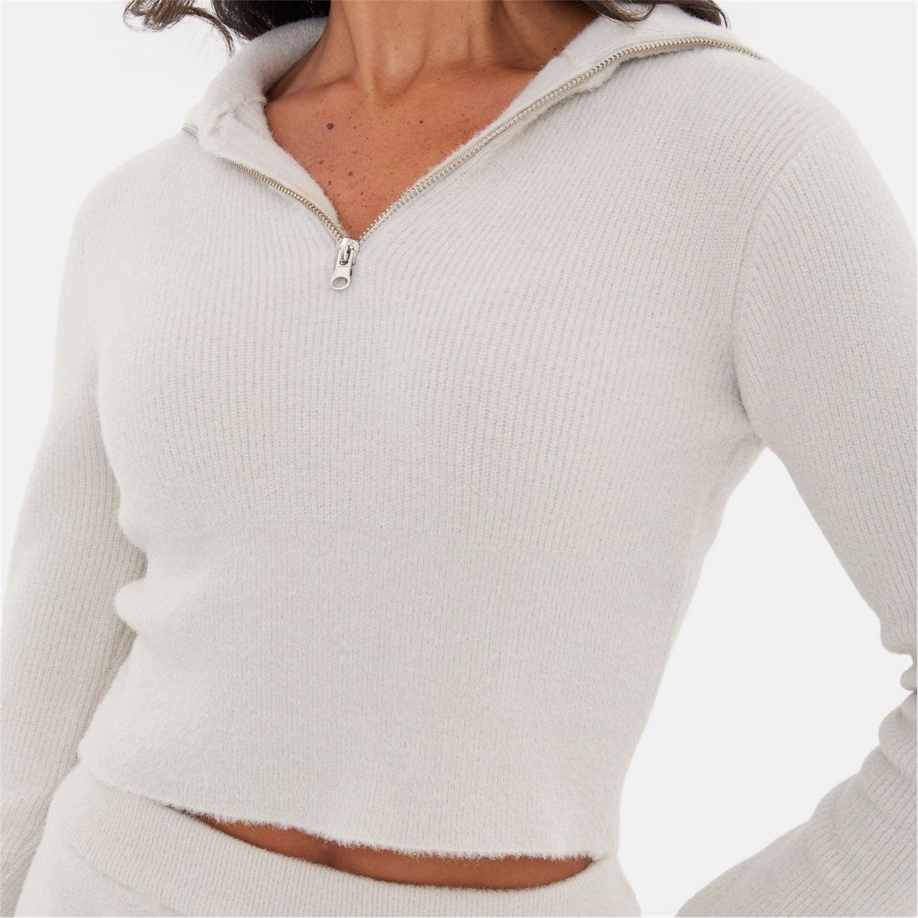 I Saw It First Zip Neck Cropped Jumper