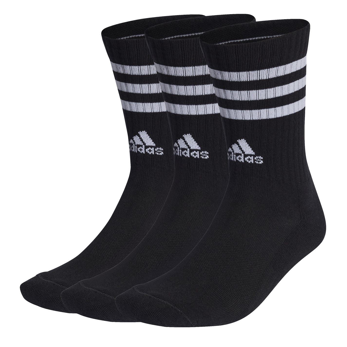 adidas Mens Cushioned 3 Stripe Crew Sock 3 Pack