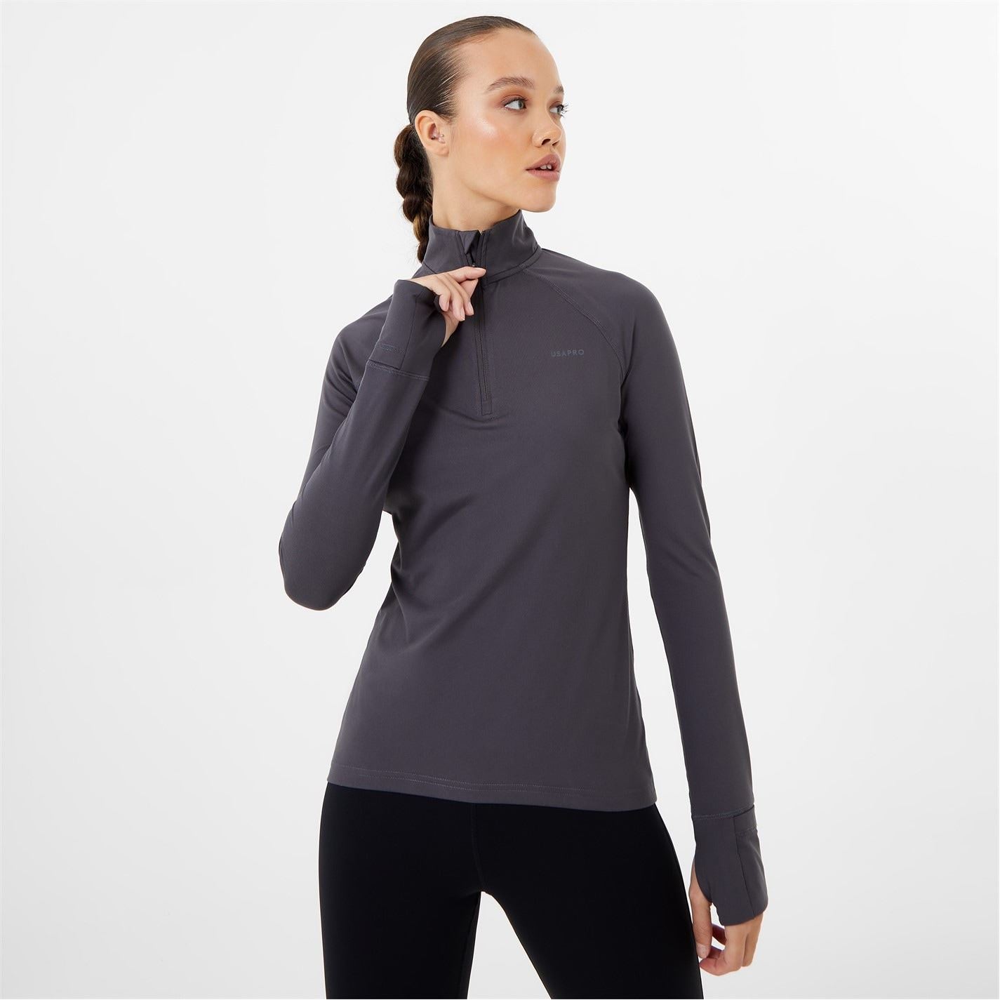USA Pro Womens Long Sleeve Quarter Zip Top