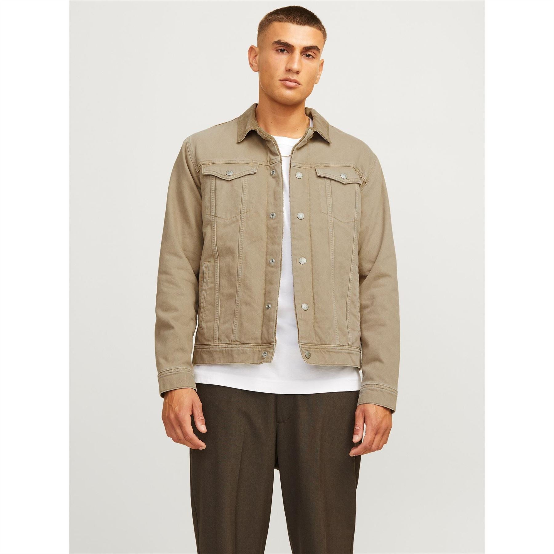 Jack and Jones Sherpa Denim Jacket with Front Pocket