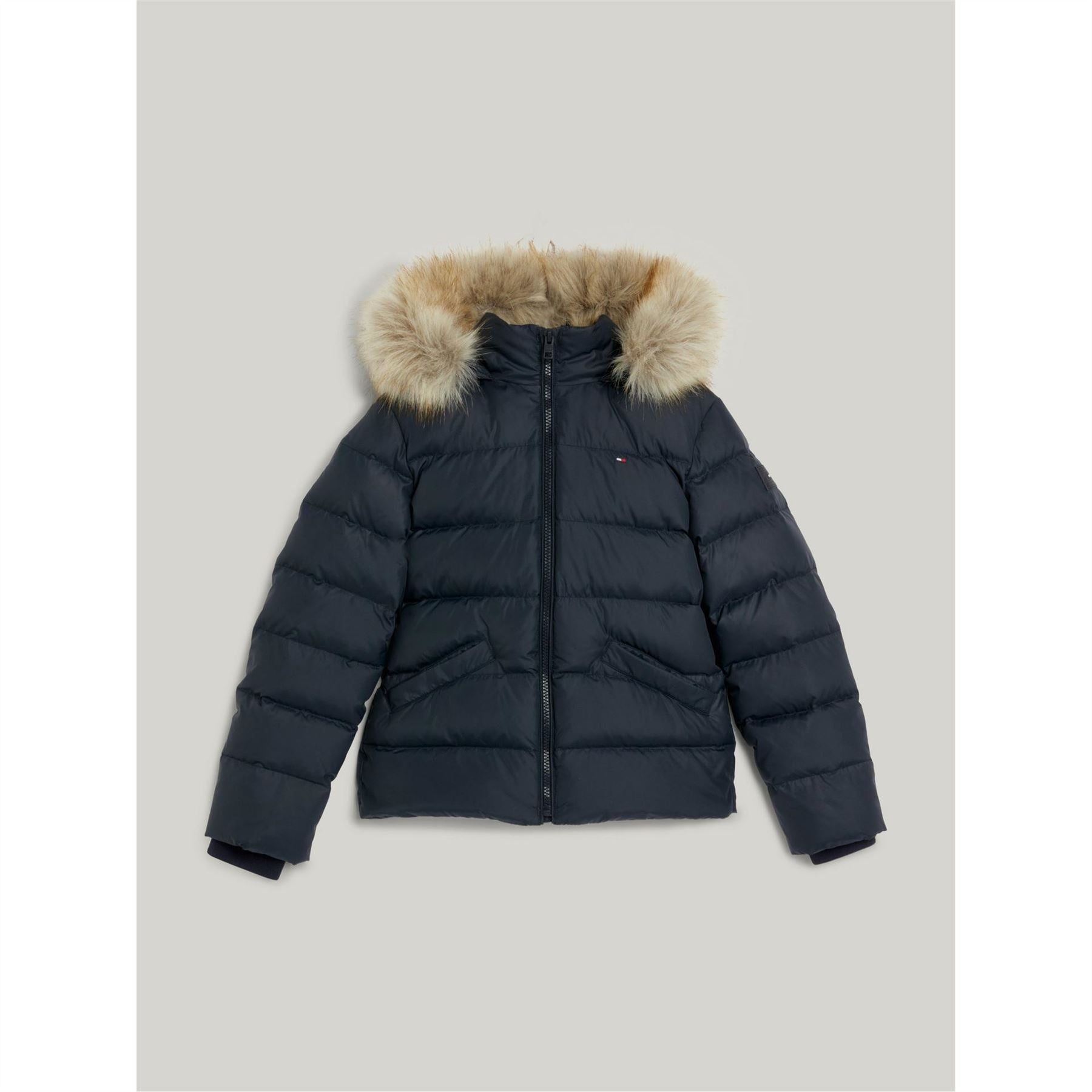 Tommy Hilfiger Faux Fur Hood Short Puffer Jacket