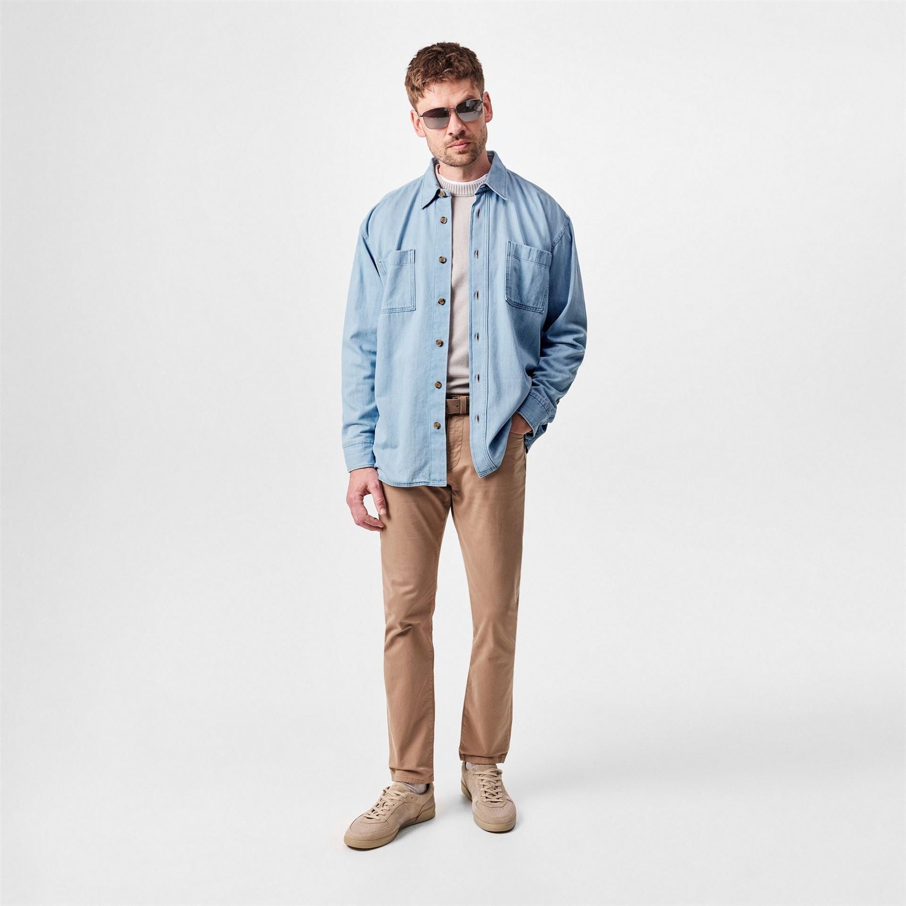 Boss Hbb Hcory Denim Patterned Long Sleeve Shirt