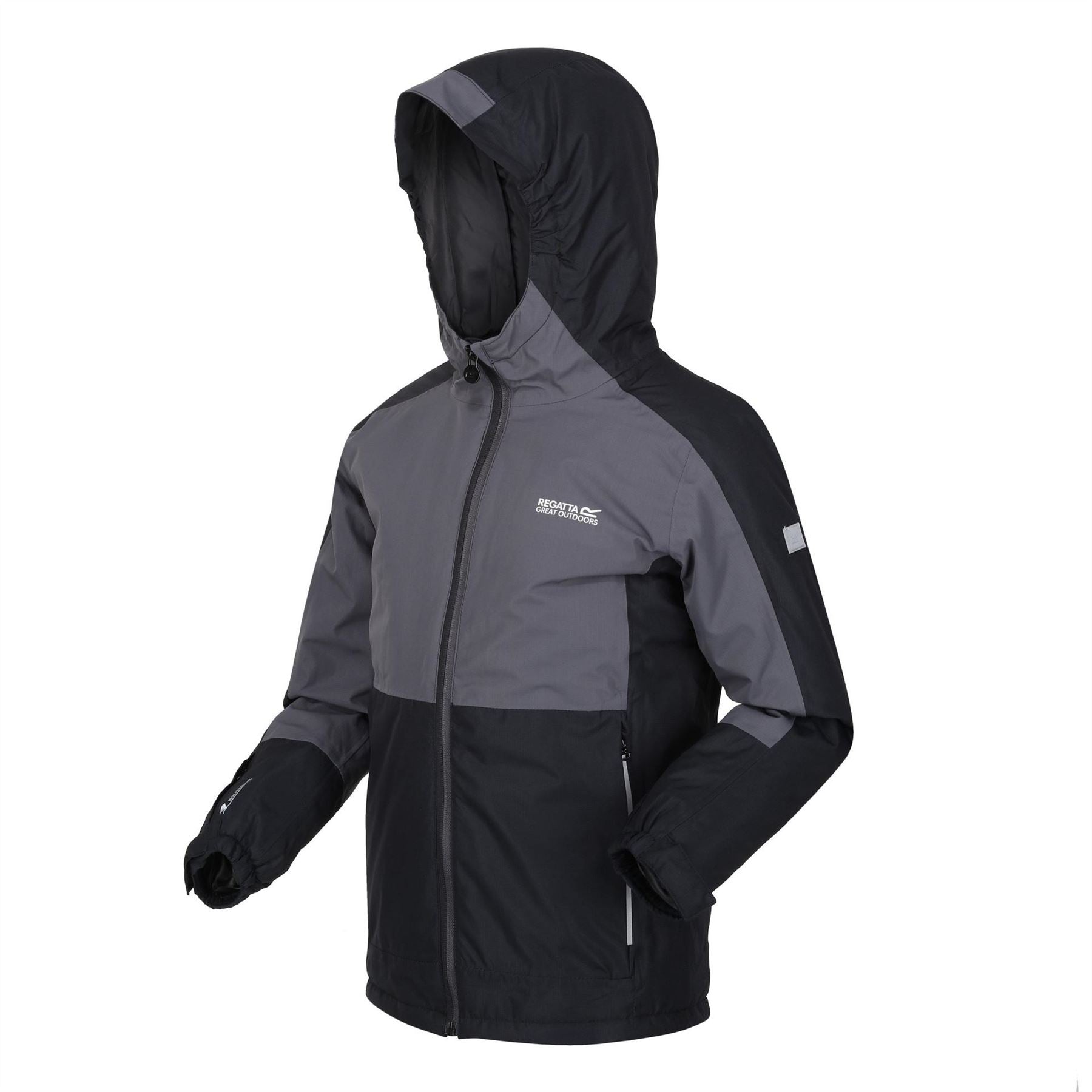 Regatta Beamziii Color Block Hooded Zipped Pocket Rain Jacket