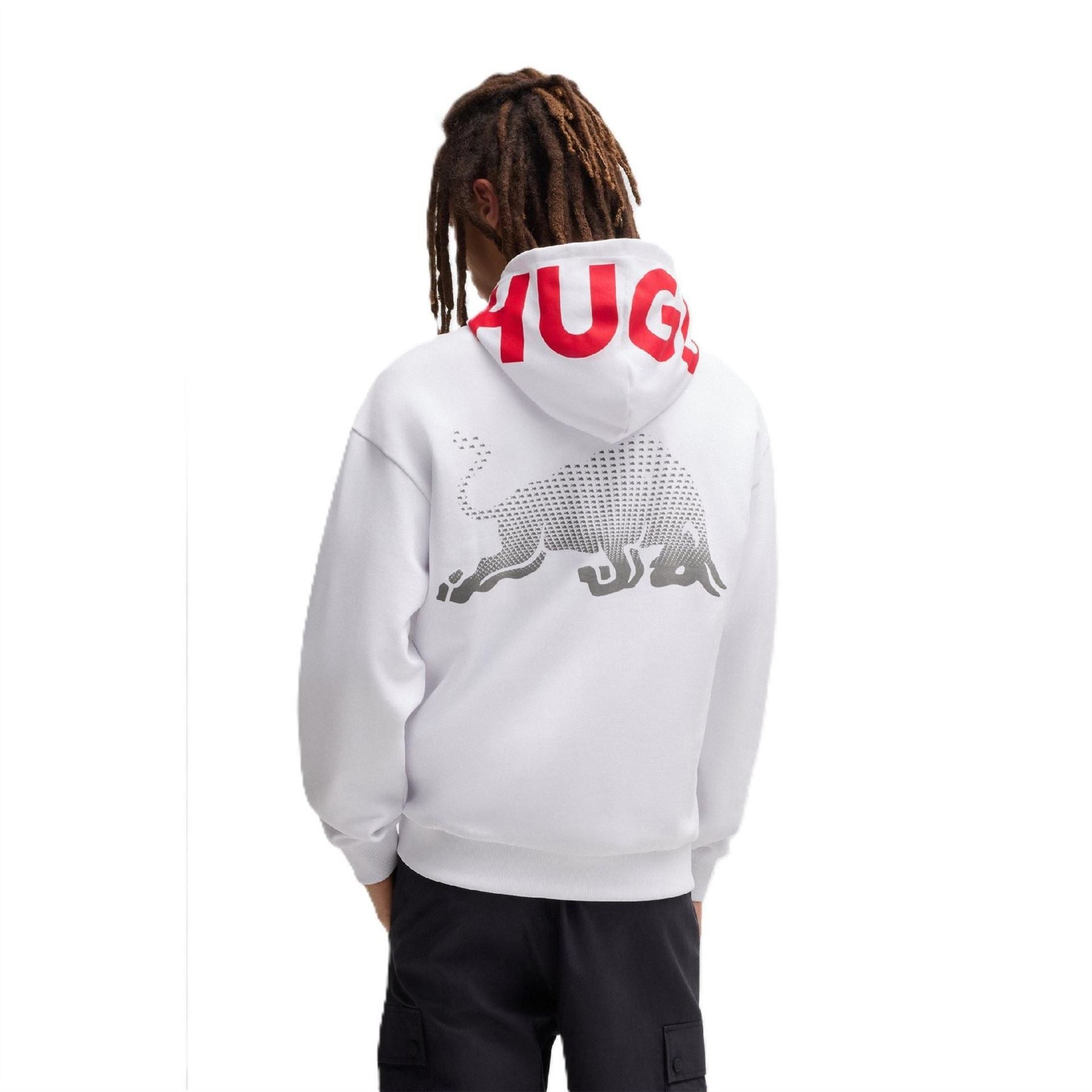 Hugo Graphic Hooded Neck Drop Shoulder Sweatshirt