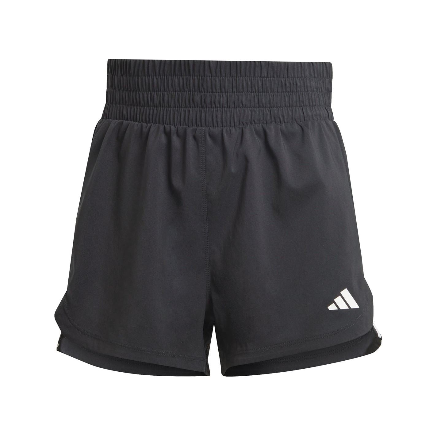 adidas Womens Pacer Training 3 Stripes Woven High Rise Shorts