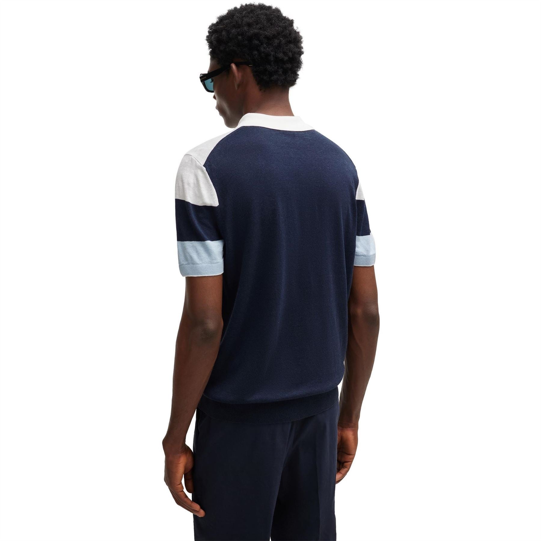 Boss Zip Neck Collared Short Sleeve Shirt