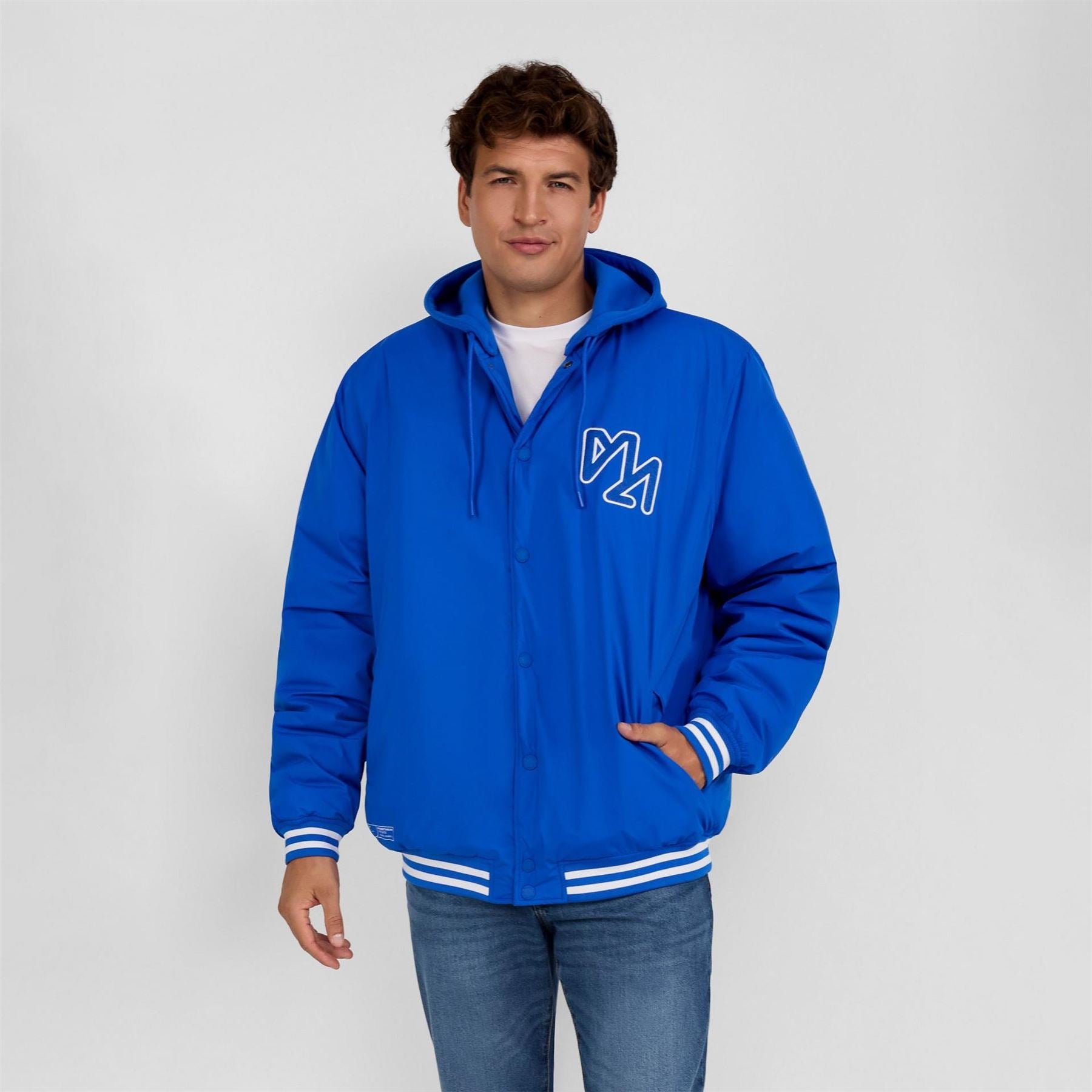 Minoti Baseball Style Jacket Detachable Hood Cobalt Blue