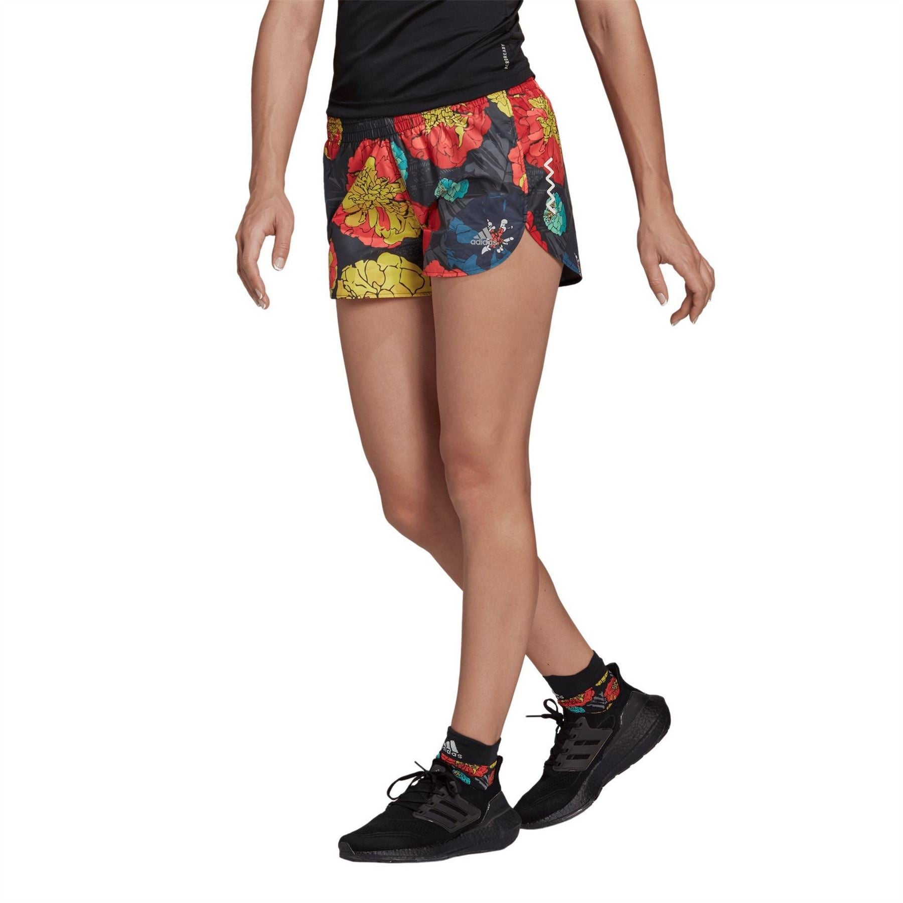 adidas Womens Run Fast Flower Running Shorts Shorts