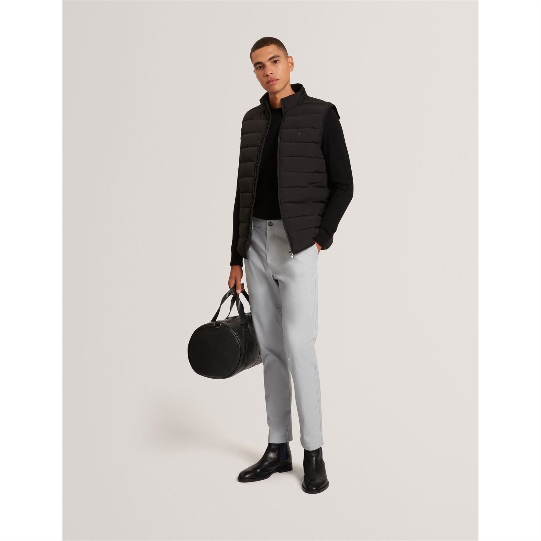 Ted Baker Quilted Horizontal Stripe Puffer Coat