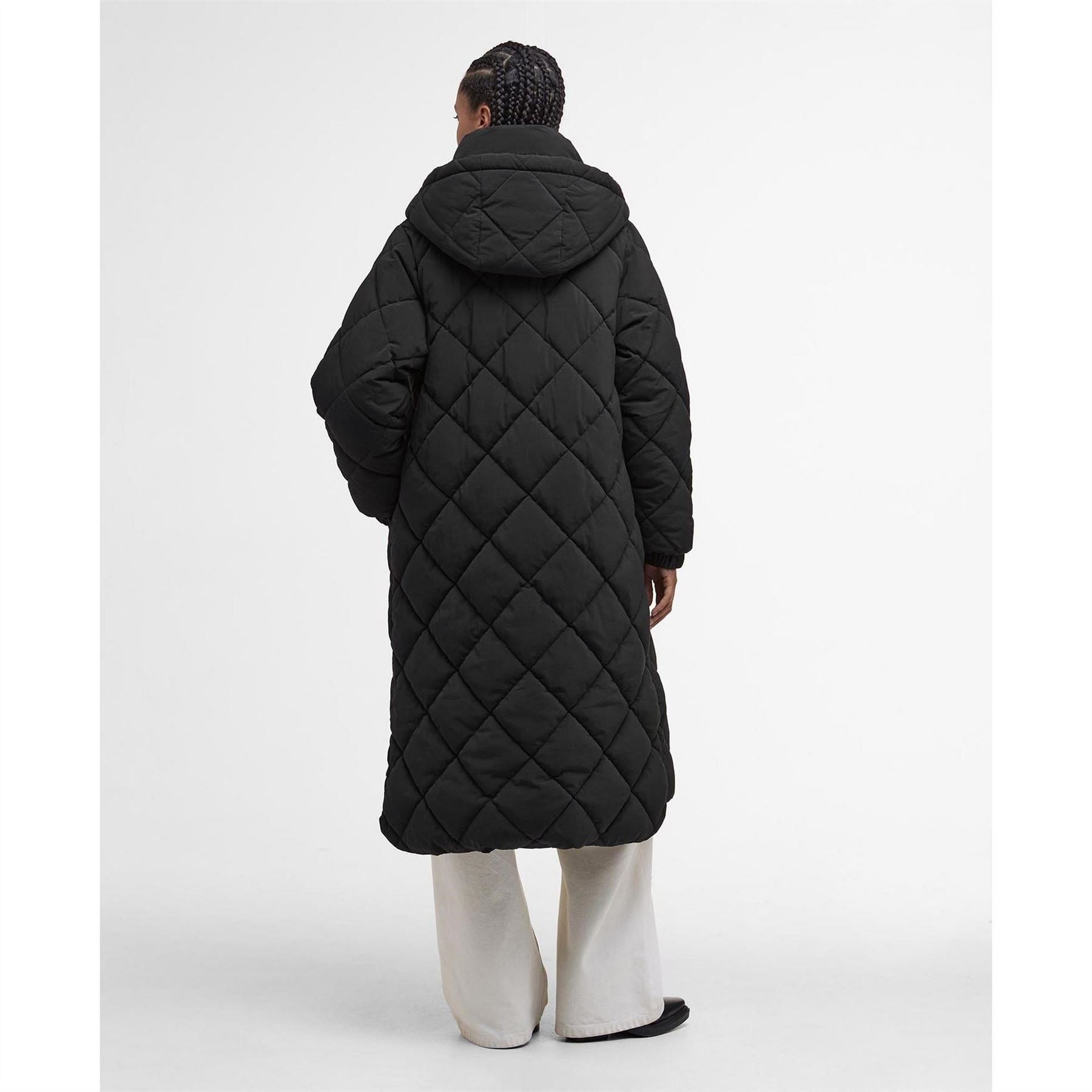 Barbour Kirkton Diamond Quilted Hooded Long Puffer Jacket