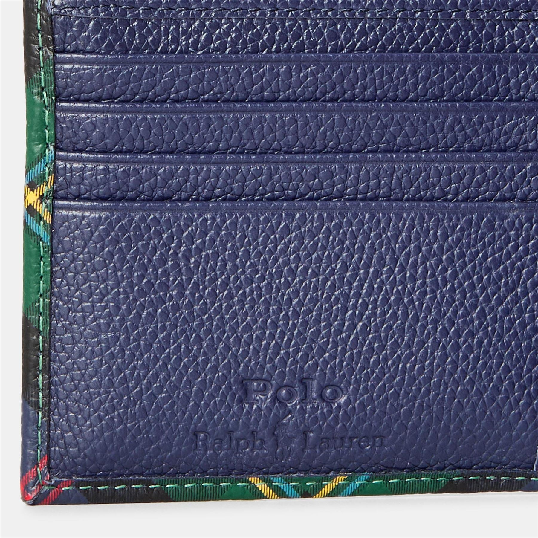 Polo Ralph Lauren Plaid Patterned Trifold Wallet with Embossed Logo