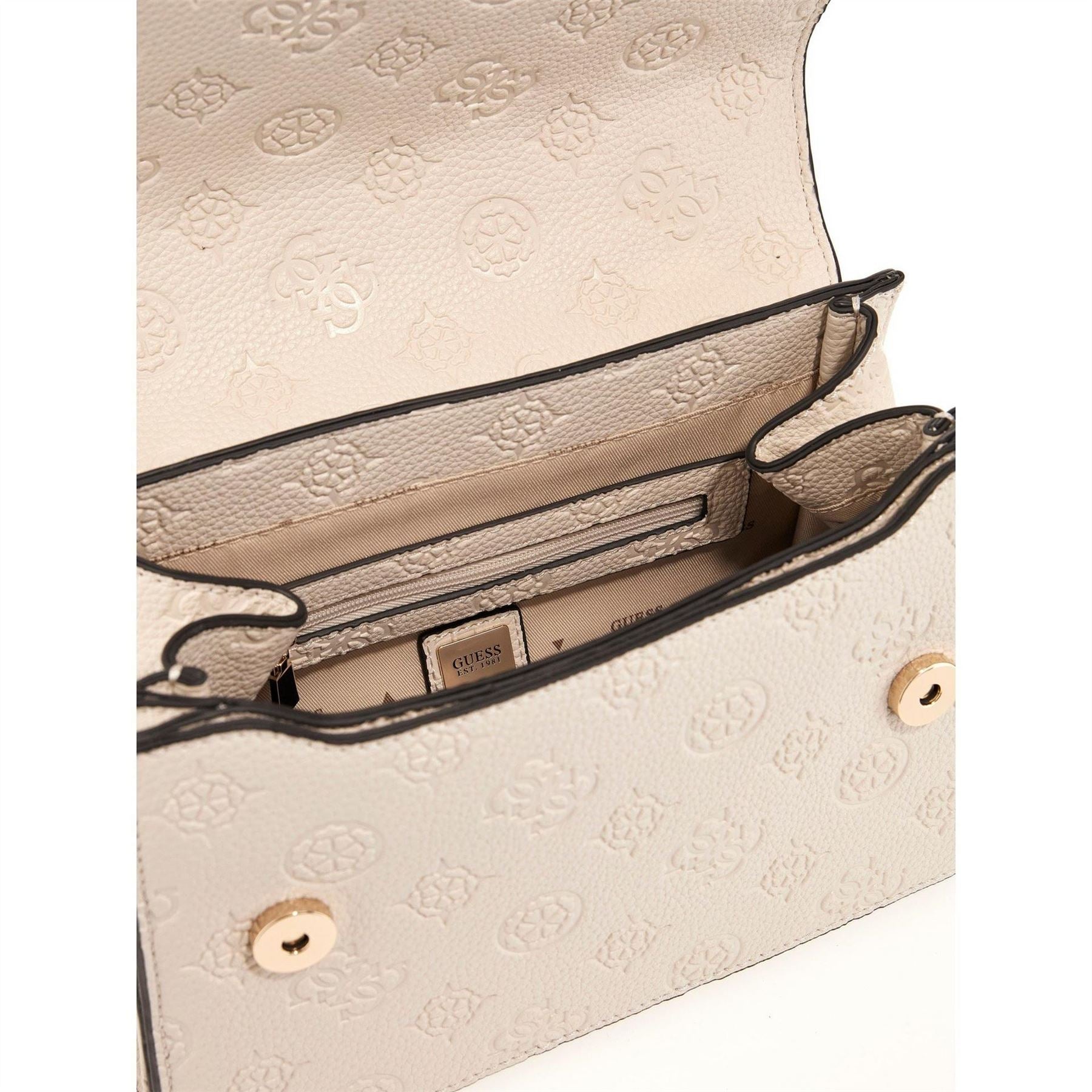 Guess Embossed Logo Cross Body Bag with Silver Tone Hardware