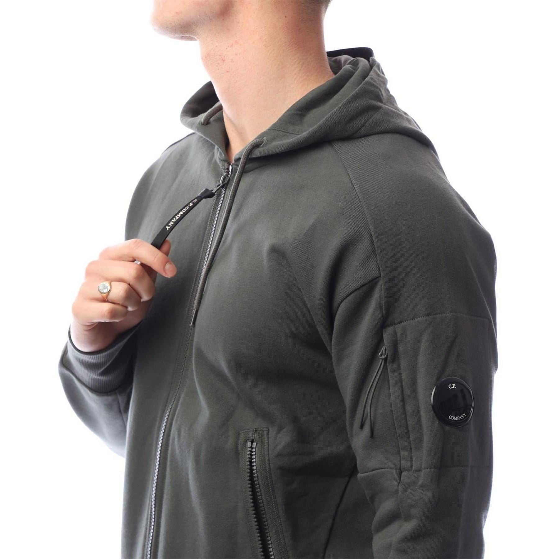 CP Company Raised Fleece Lens Full Zip Hoodie