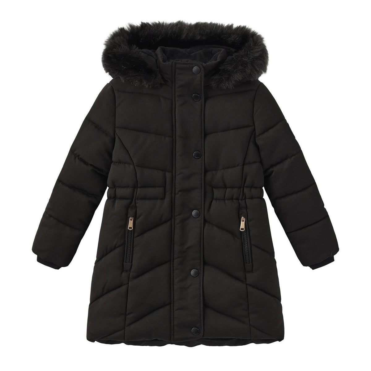 Firetrap Faux Fur Trim Long Sleeve Short Puffer Jacket