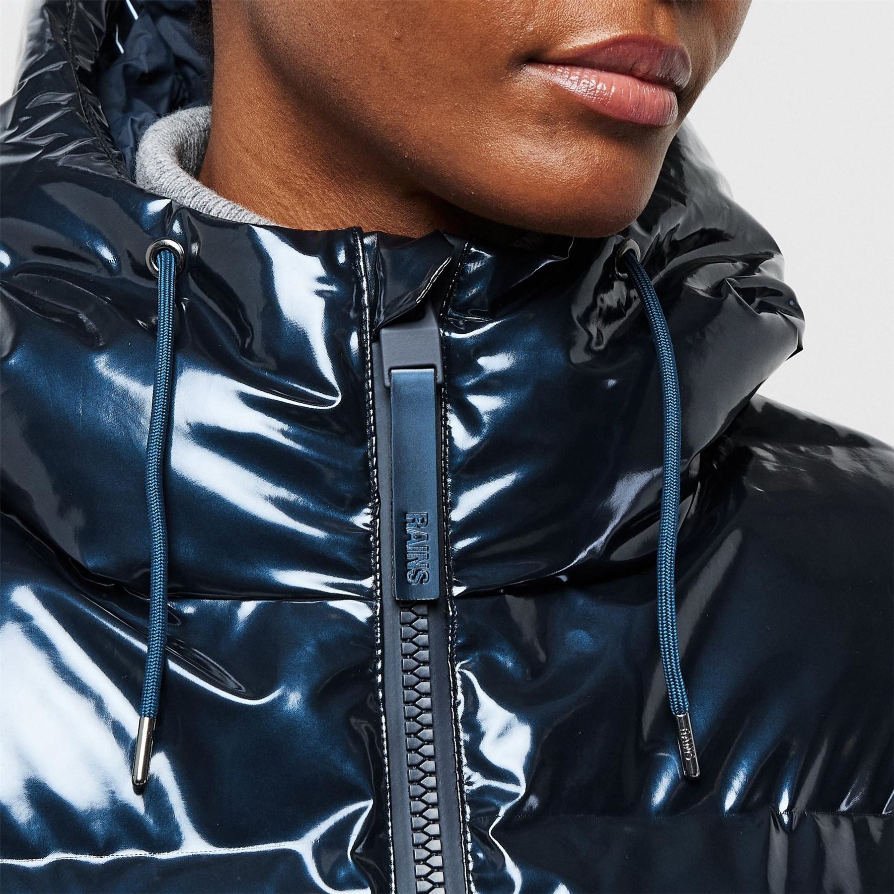 Rains Hooded Solid Patterned Puffer Jacket