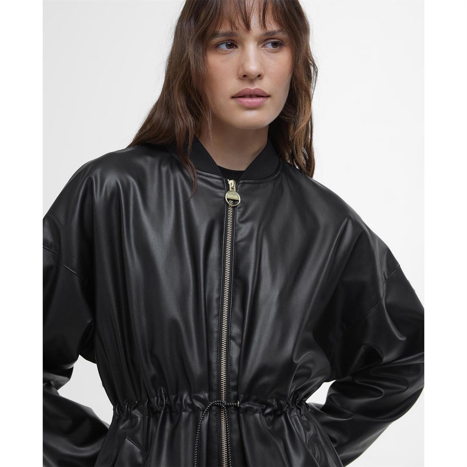 Barbour International Riley Leather Long Sleeve Parka