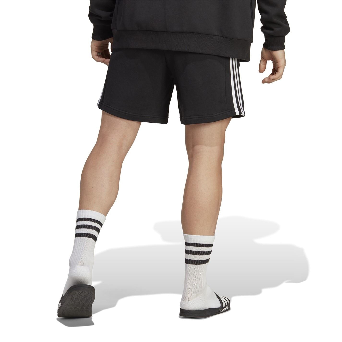 adidas Mens Essentials 3 Stripe Fleece Shorts