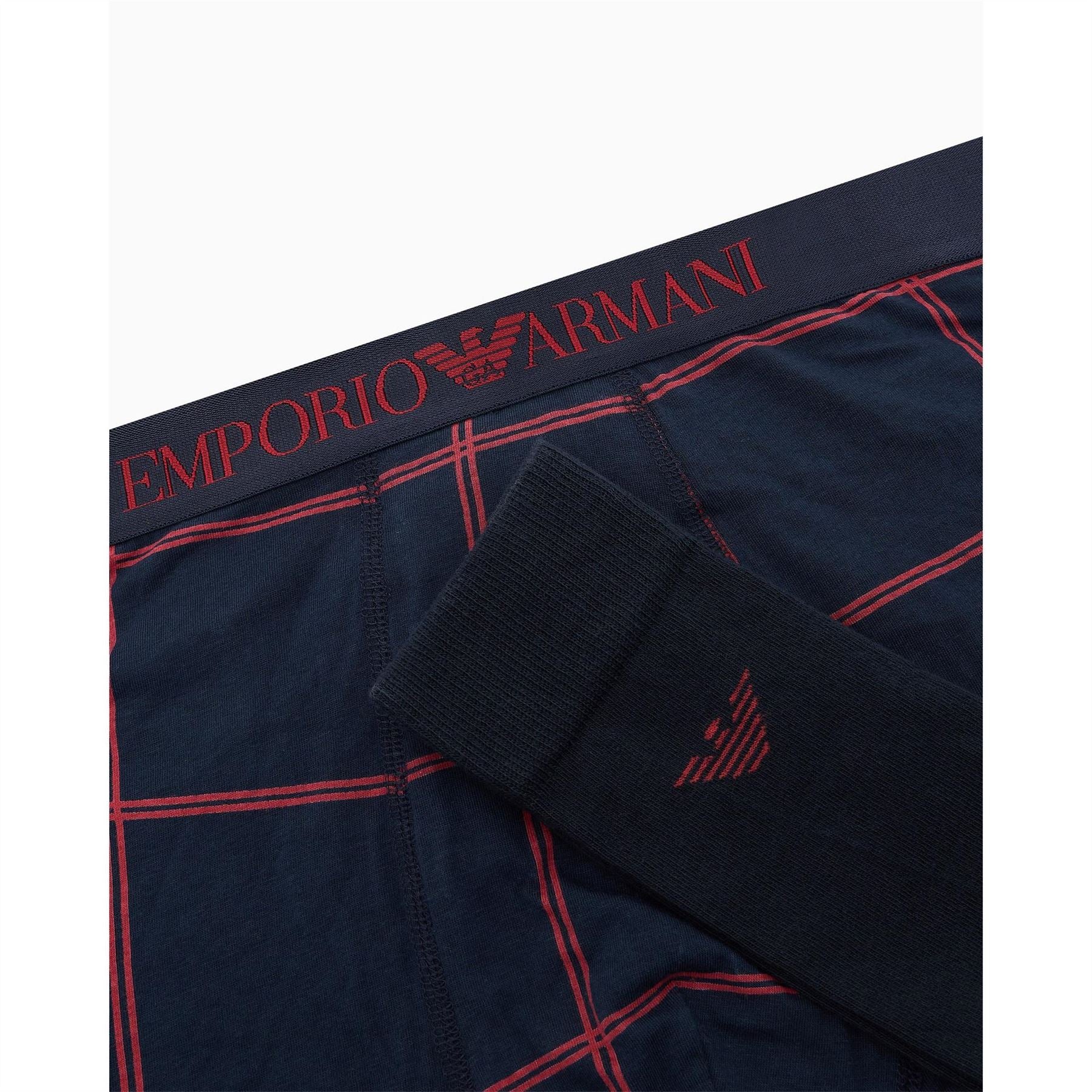 Emporio Armani Plaid Patterned Trunk with Contrast Stitch