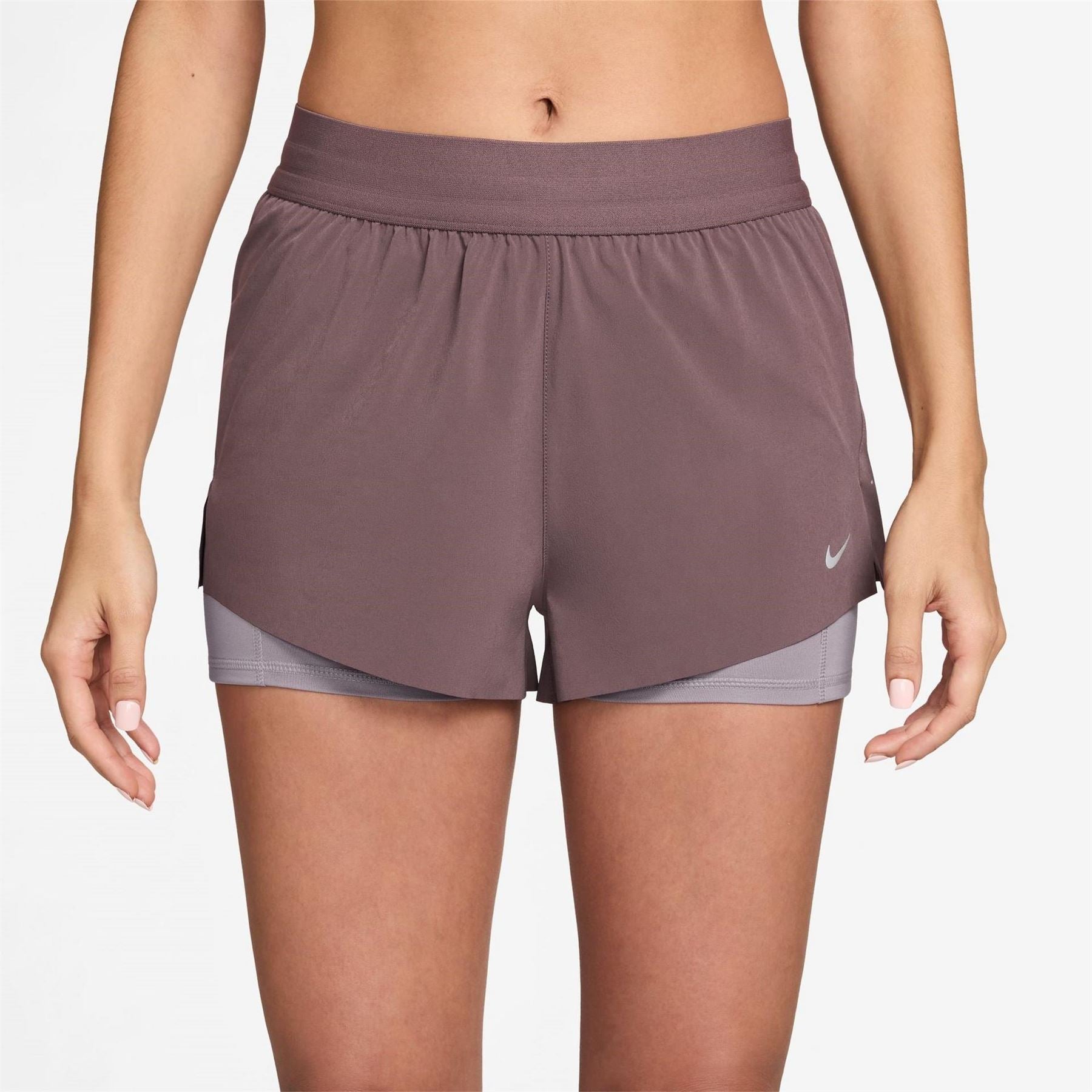Nike Womens Dri Fit Swift Mid Rise 3 2 In 1 Shorts