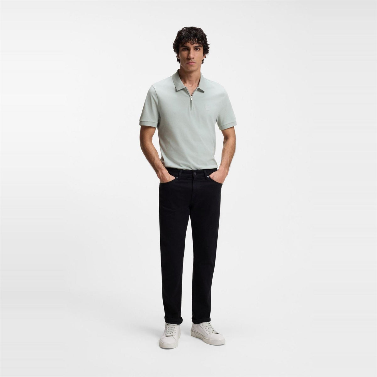 Boss Orange Short Sleeve Quarter Zip Polo Top