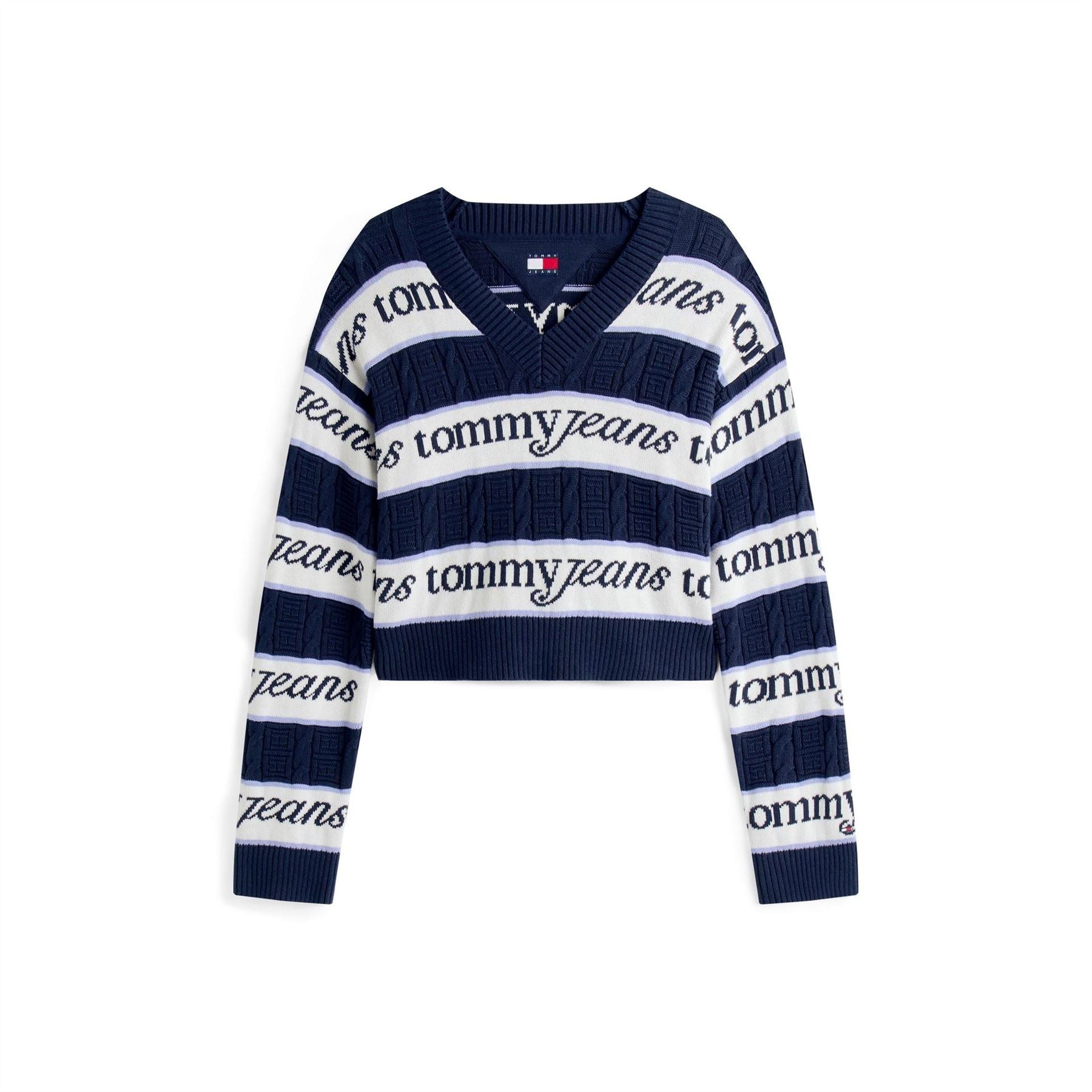 Tommy Jeans Lacoste Lettering V-Neck Long Sleeve Sweater