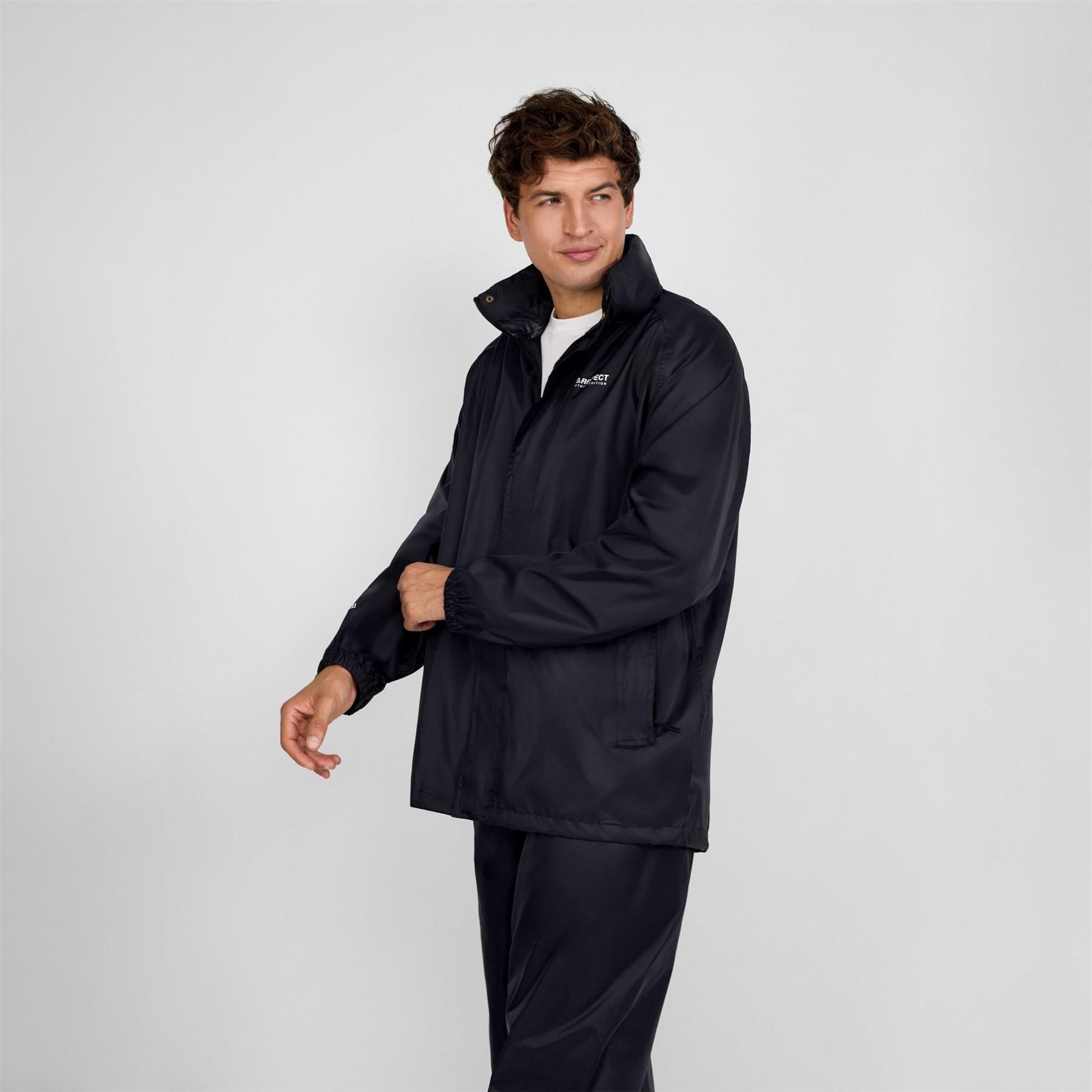 Minoti Men Packaway Waterproof Jacket With Zip Front Black Xs 3xl