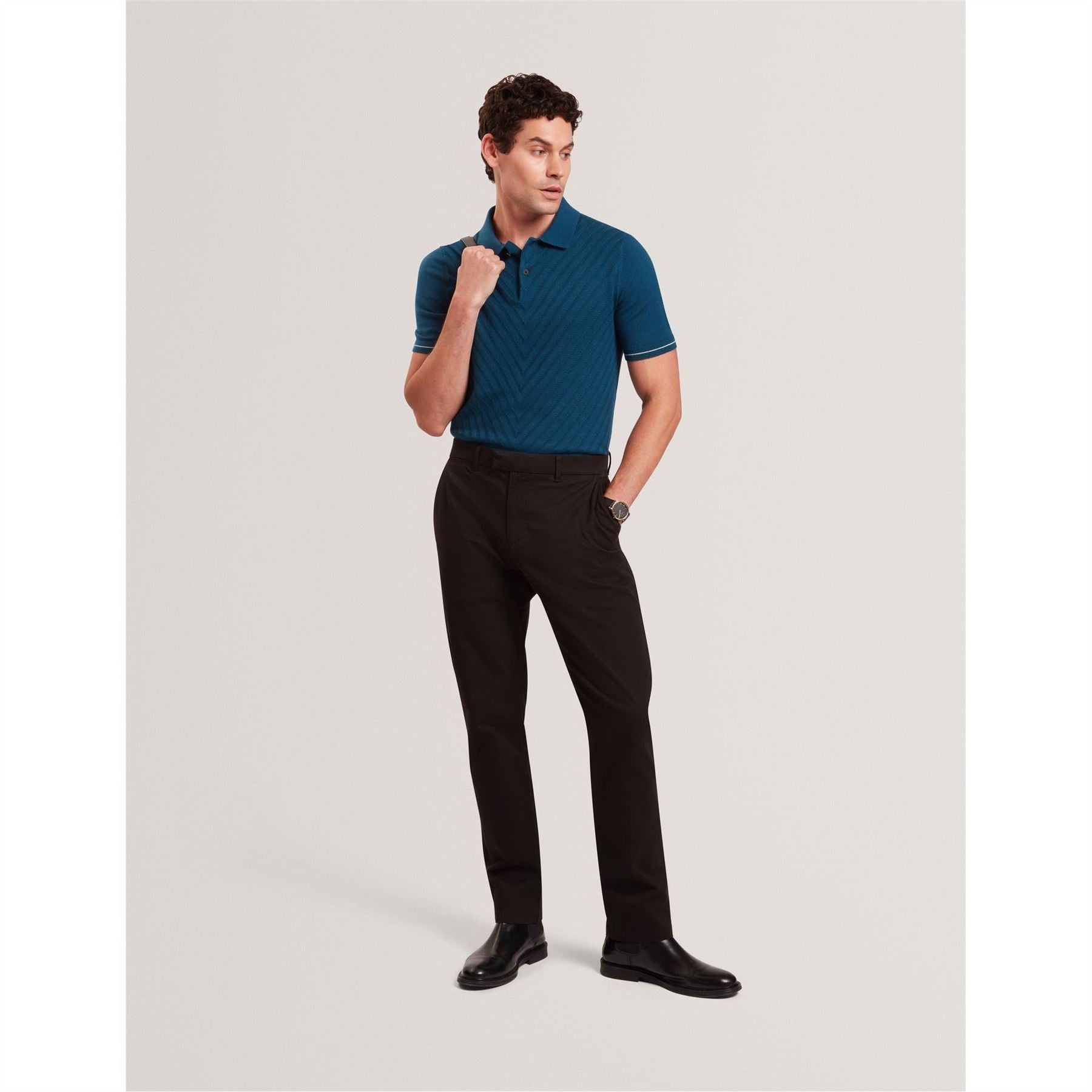 Ted Baker Button Placket Collared Short Sleeve Polo Shirt