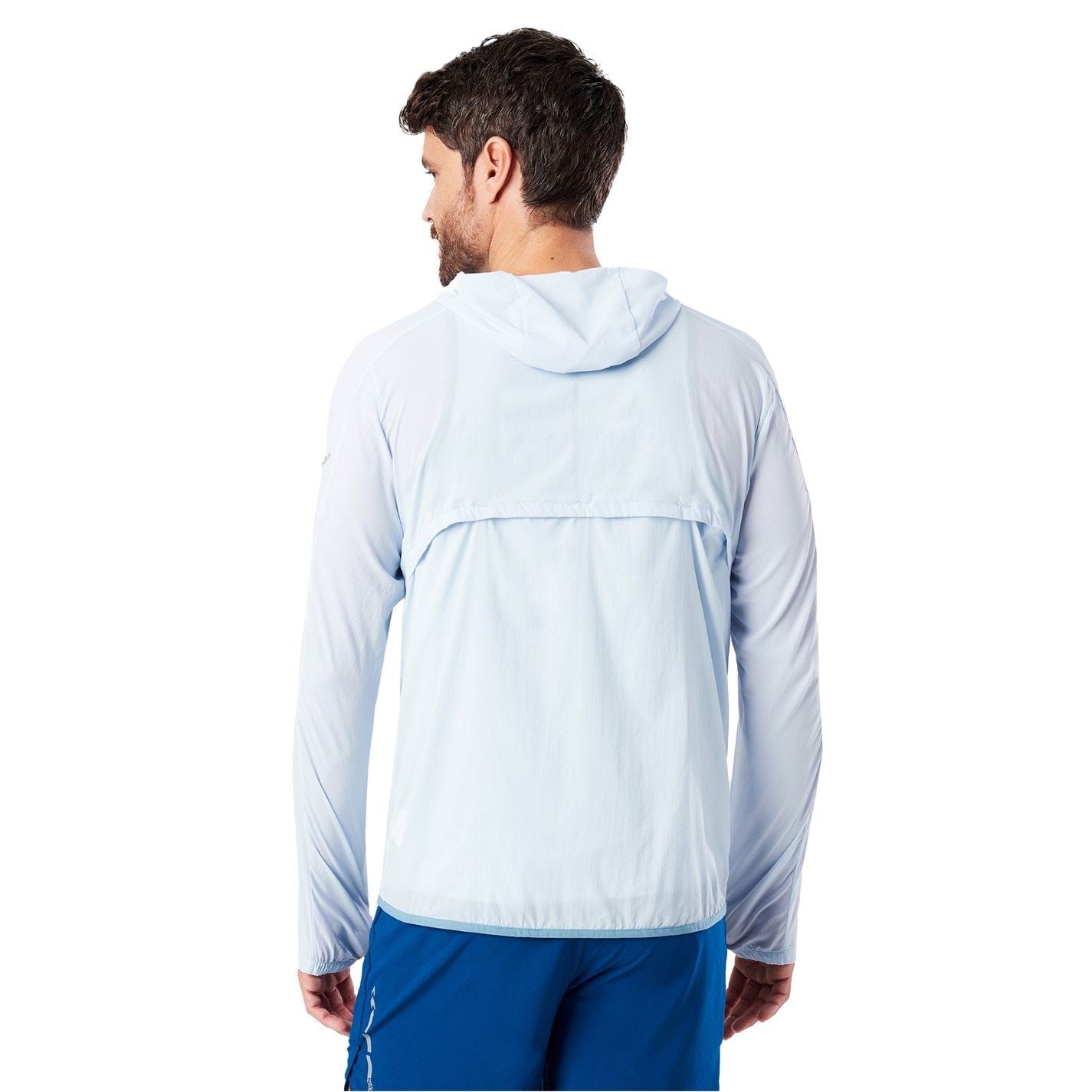 Nathan Stealth Solid Patterned Hooded Windbreaker with Zipped Pocket and Reflective Ribbon
