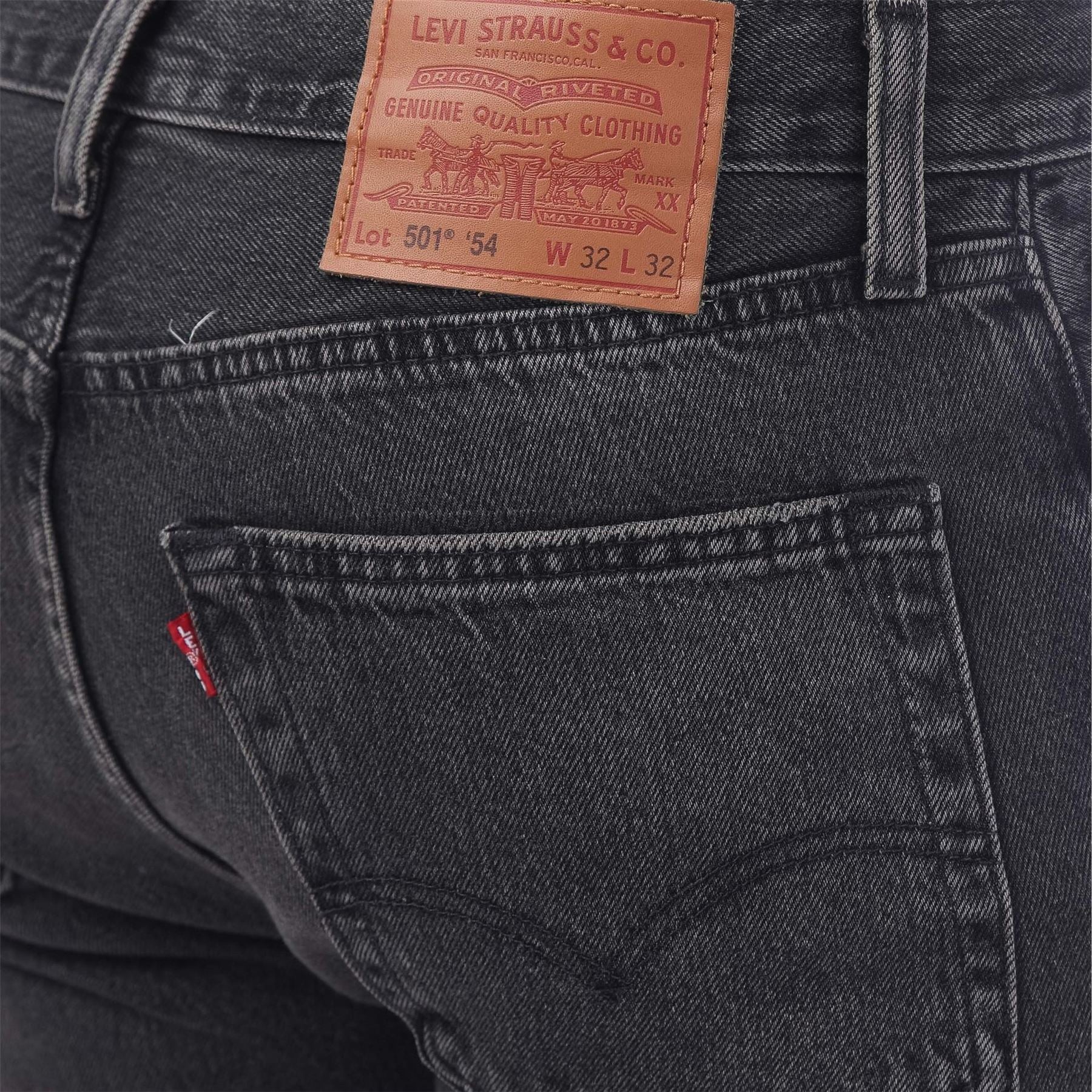 Levis Black Destructed Straight Leg Jeans