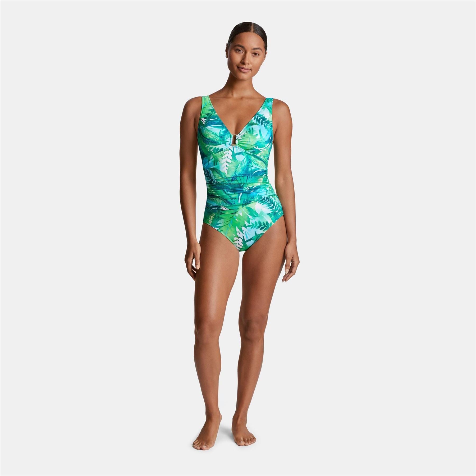 Lauren by Ralph Lauren Ring Detail Plunge Swimsuit