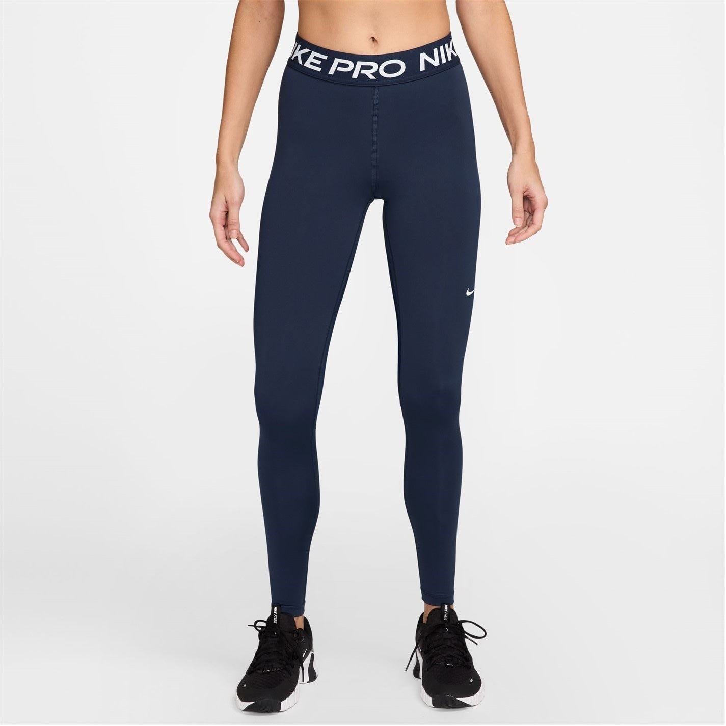 Nike Womens Pro Mid Rise Mesh Panelled Leggings