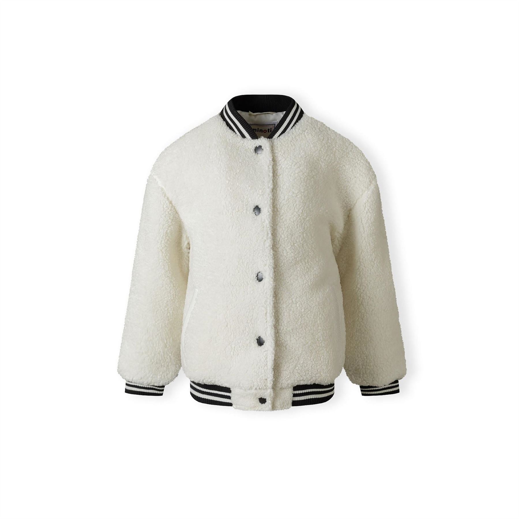 Minoti Girls Baseball Jacket With Snap Button Closure Cream