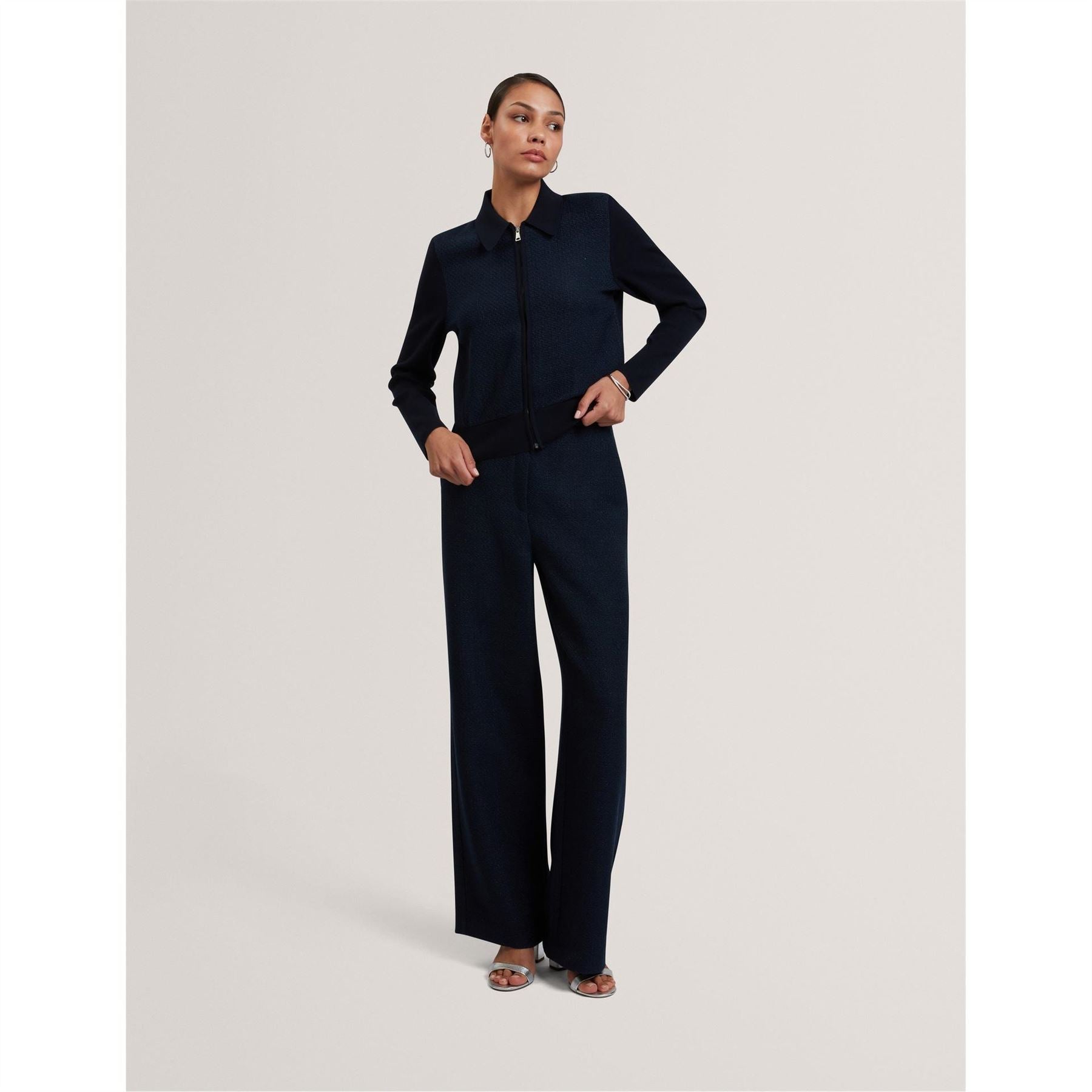 Ted Baker Collared Neck Long Sleeve Zip Sweater