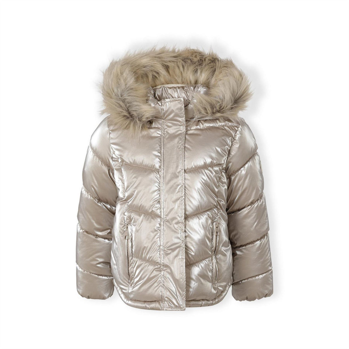 Minoti Girls Winter Jacket Metallic Finish Beige