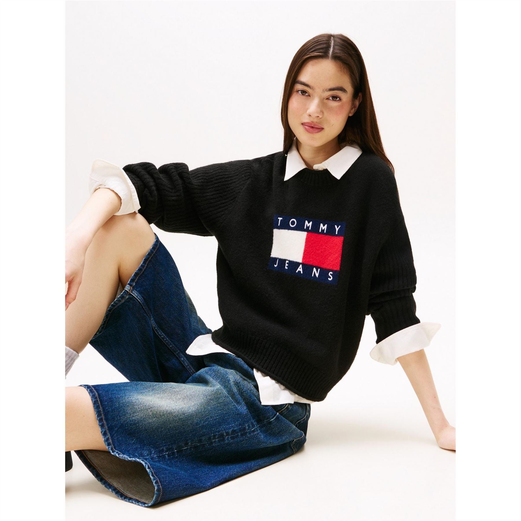 Tommy Jeans Flag Graphic Crew Neck Long Sleeve Sweater