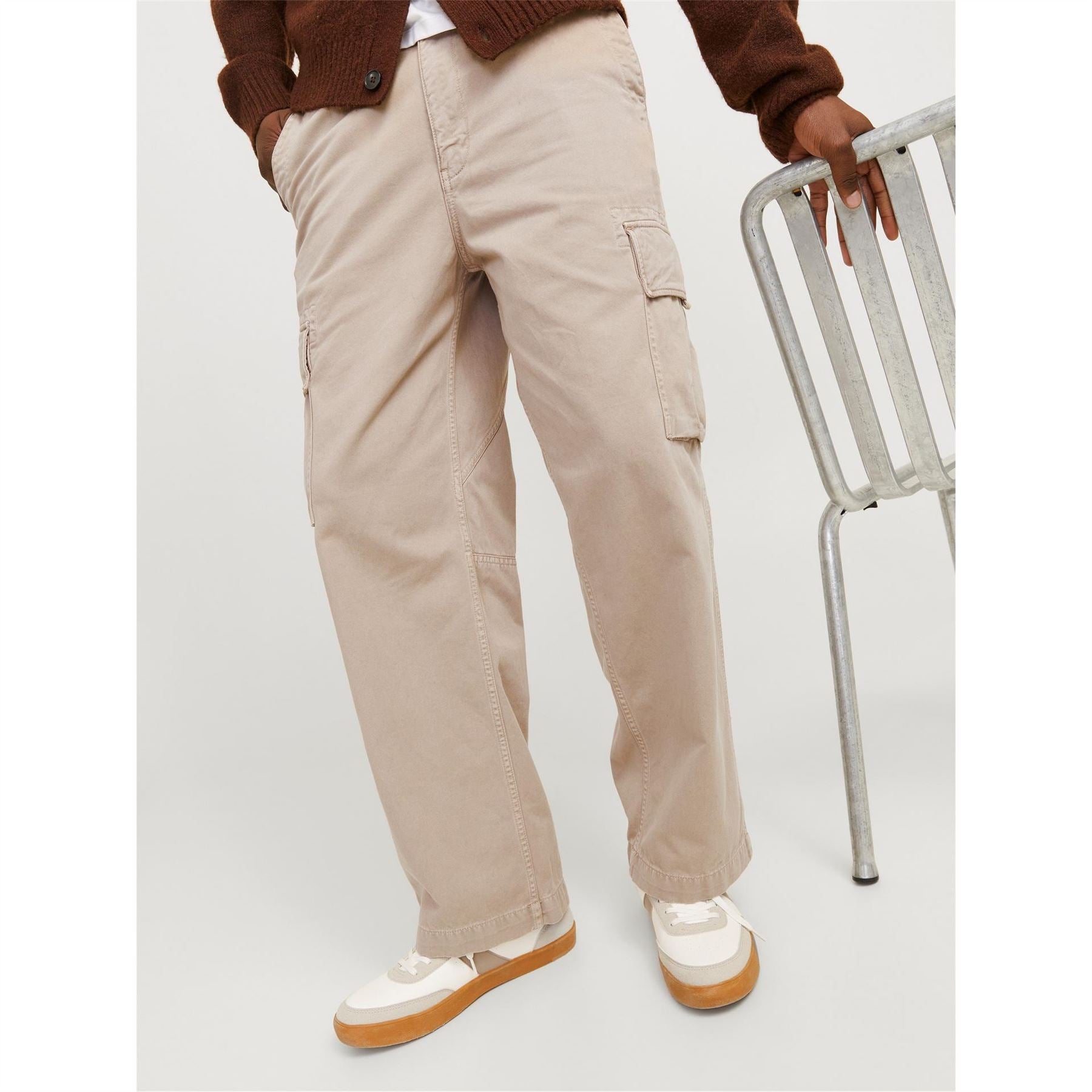 Jack and Jones Atlas Solid Patterned Wide Leg Cargo