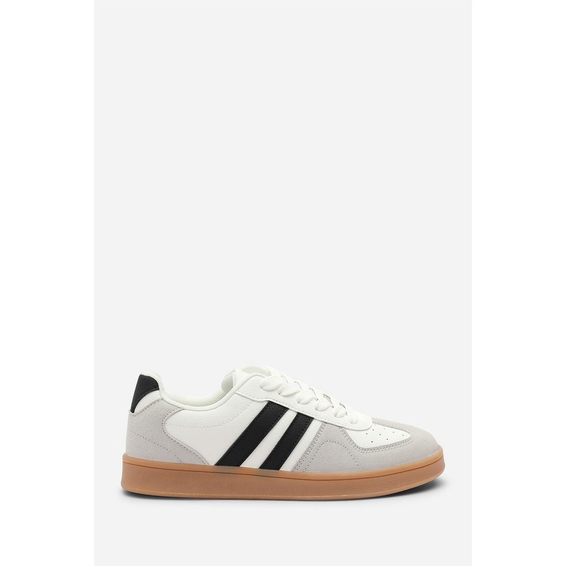 Wheres That From Classic Retro Lace Up Trainer With Black Stripes