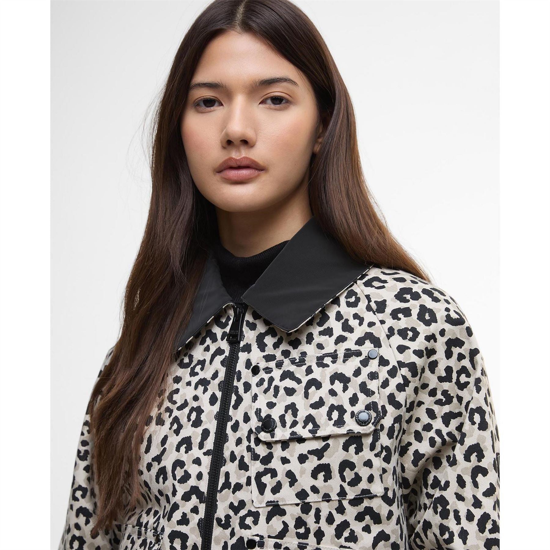Barbour International Warlock Heavy Cotton Faux Velvet Collar Boxy Coach Jacket