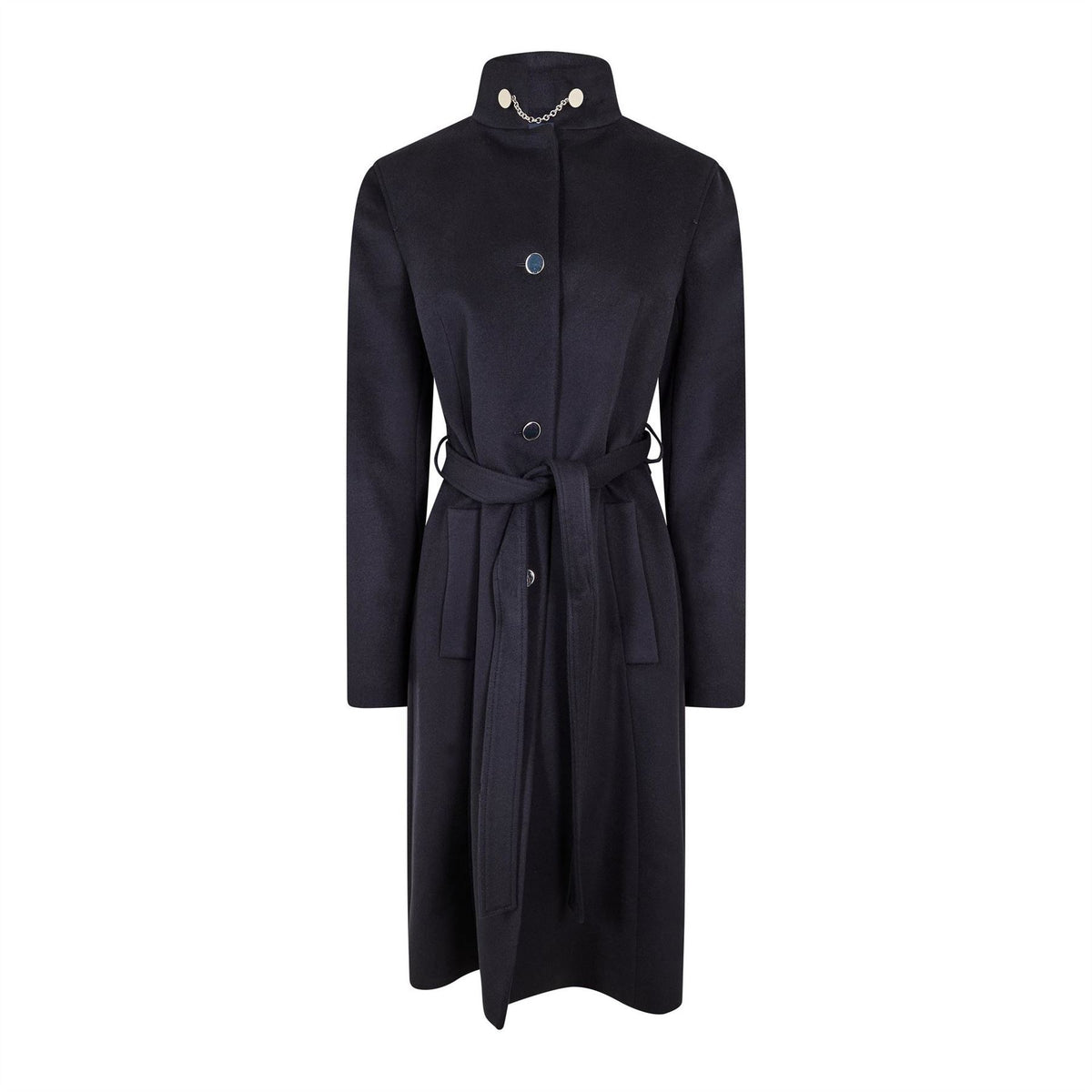 Boss Casenova Solid Patterned Flap Pocket Button Placket Trench Coat