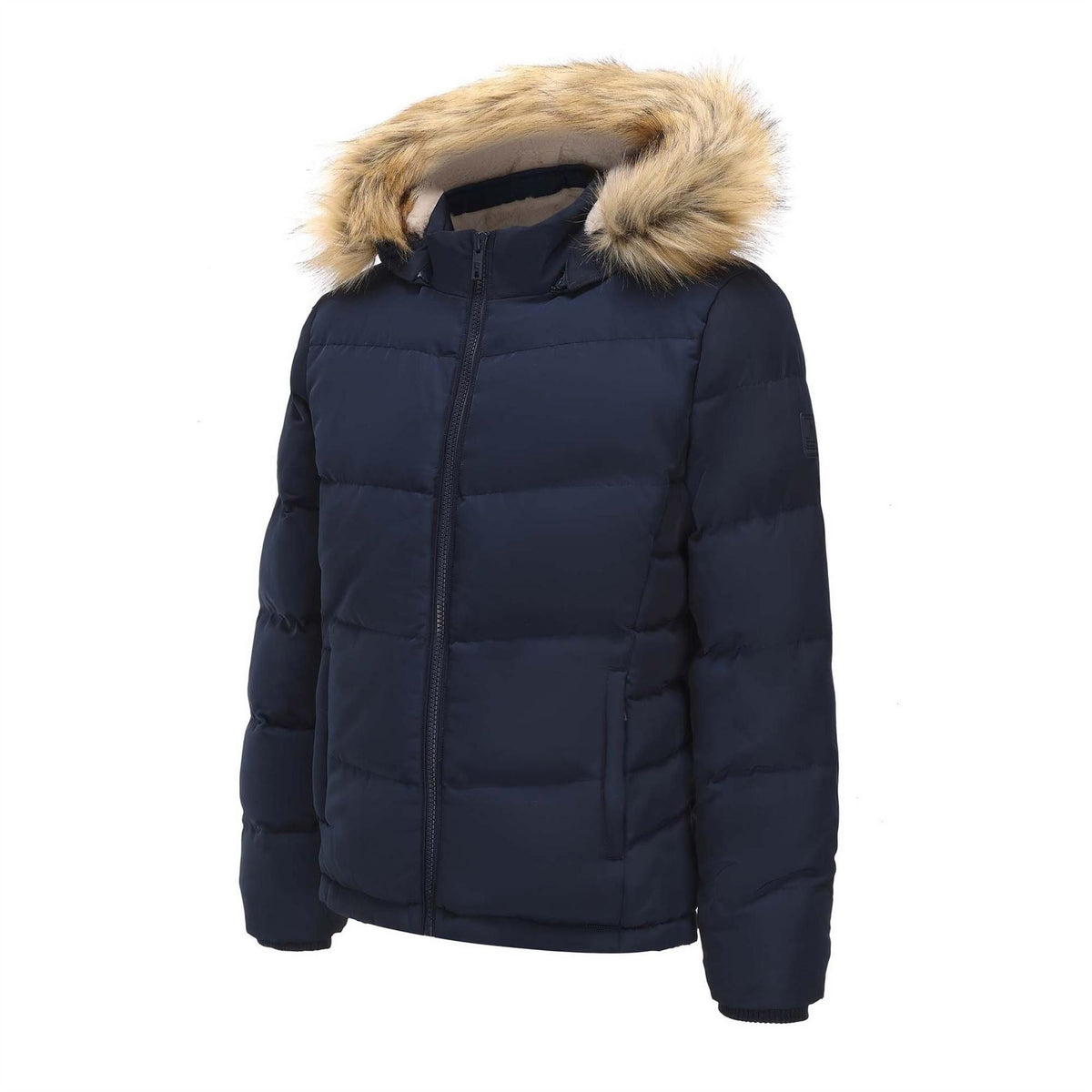 SoulCal 2 Zip Bubble Hooded Long Sleeve Short Puffer Jacket
