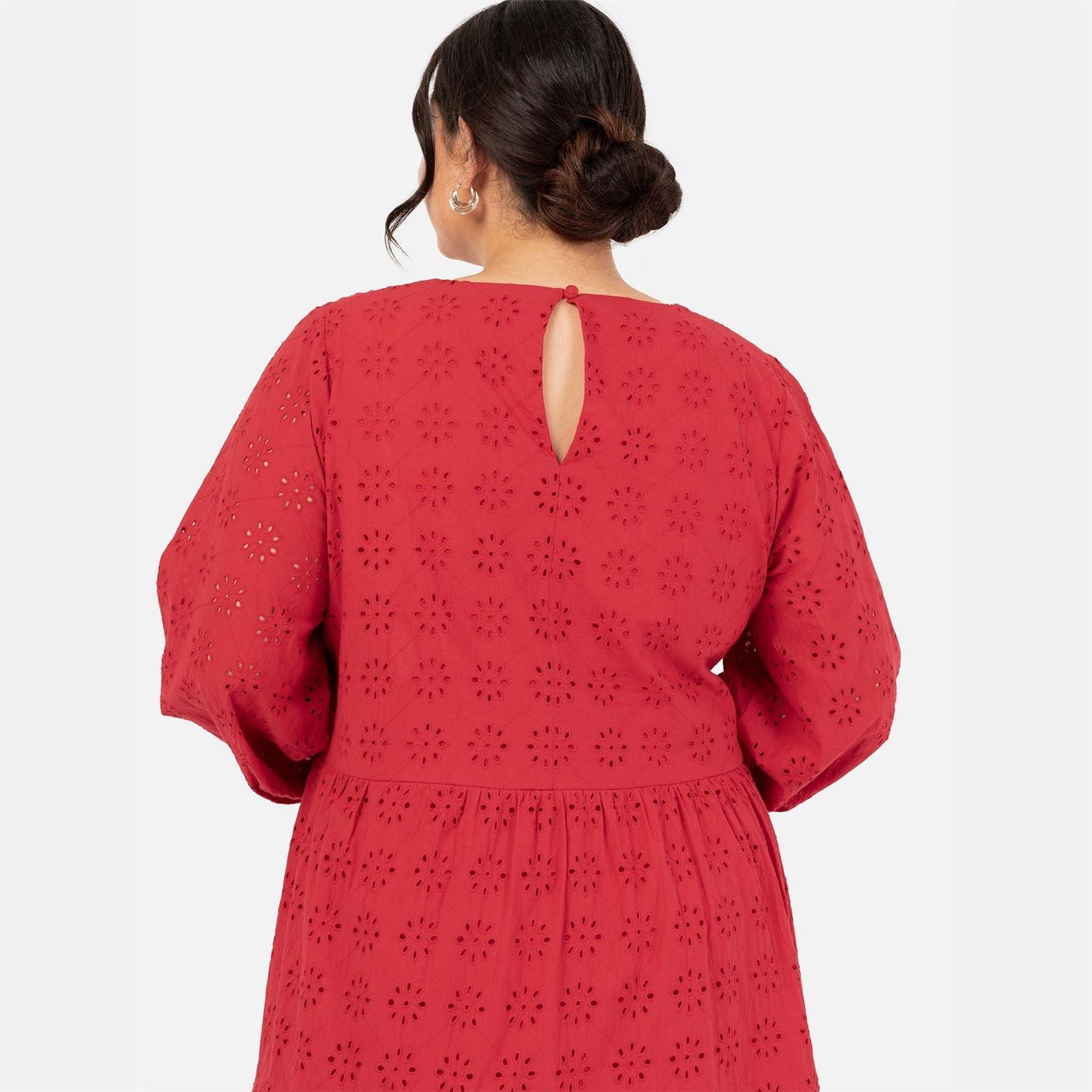 Lovedrobe Smock Crew Neck Long Sleeve Knee Length Dress